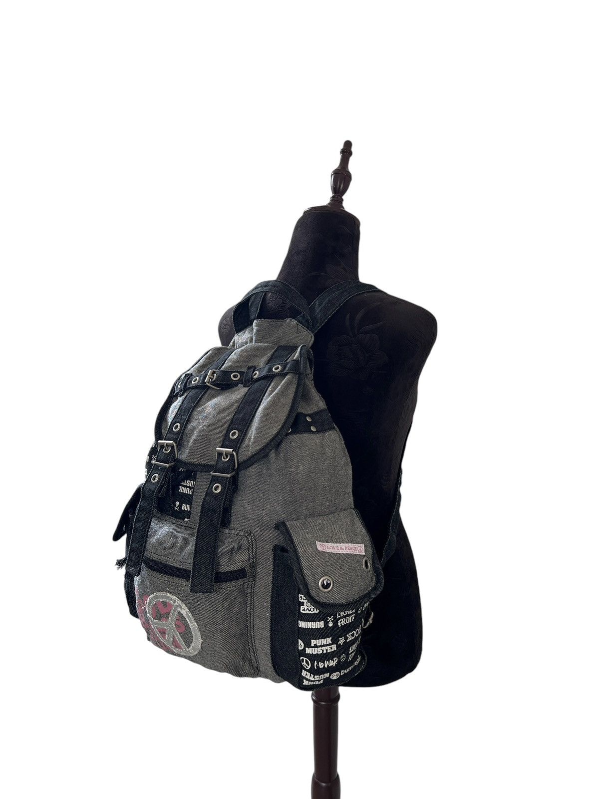 Japanese Brand Love & Peace 🇯🇵 Bondage Punk Tanker Backpack Size ONE SIZE - 3 Thumbnail