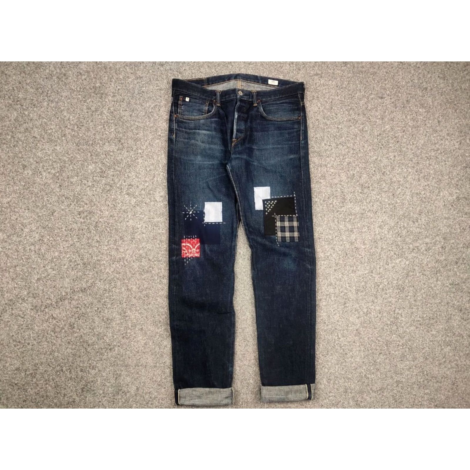 Edwin VINTAGE Edwin Japan Denim Jeans Main Selling Point Embroidered Selvedge 5-Pocket Design 34 Blue 90s Mens Jeans Size US 34 / EU 50 - 7 Thumbnail