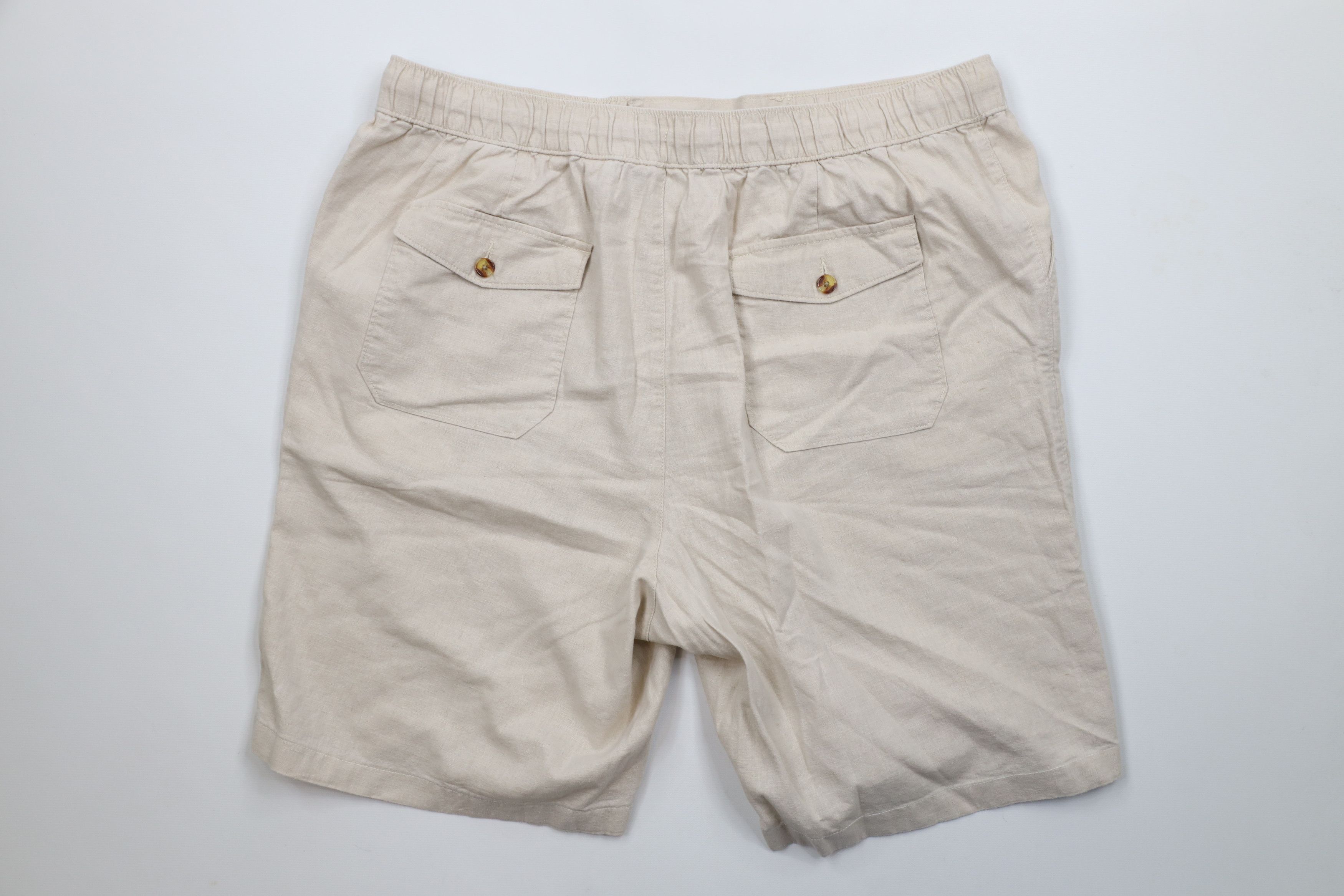 Vintage Vintage 90s Y2K Streetwear Fit Linen Blend Shorts Beige Size US 36 / EU 52 - 7 Thumbnail