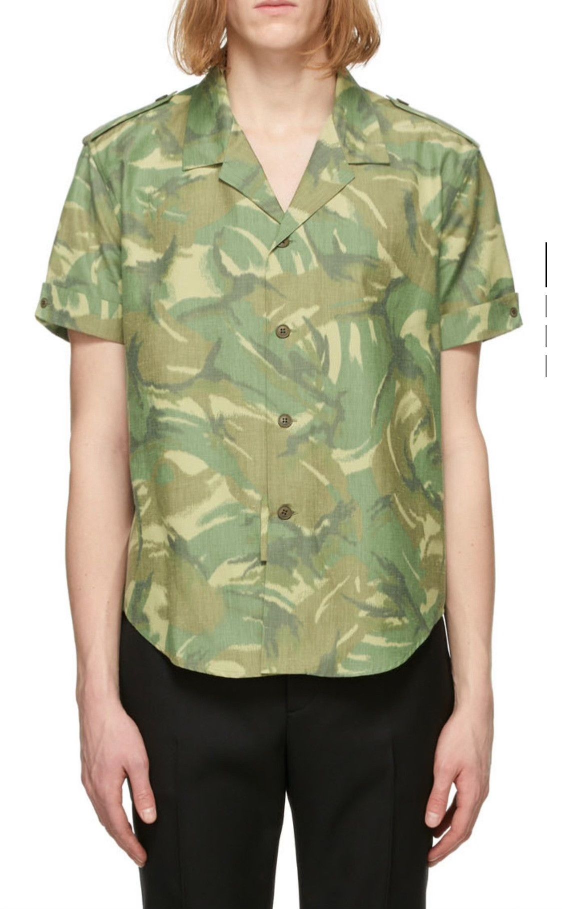 Saint Laurent Paris Saint Laurent Camo Green Short-Sleeve Shirt Size US M / EU 48-50 / 2 - 1 Thumbnail