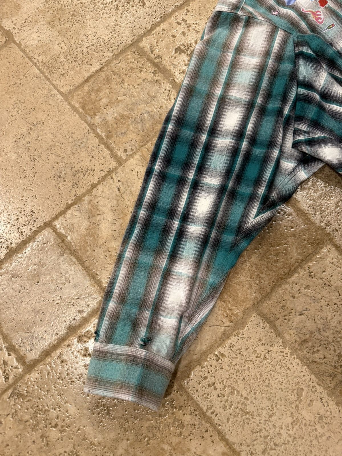 Maison MIHARA YASUHIRO Maison Mihara Yasuhiro Distressed Green Check Flannel Shirt Size US L / EU 52-54 / 3 - 10 Thumbnail