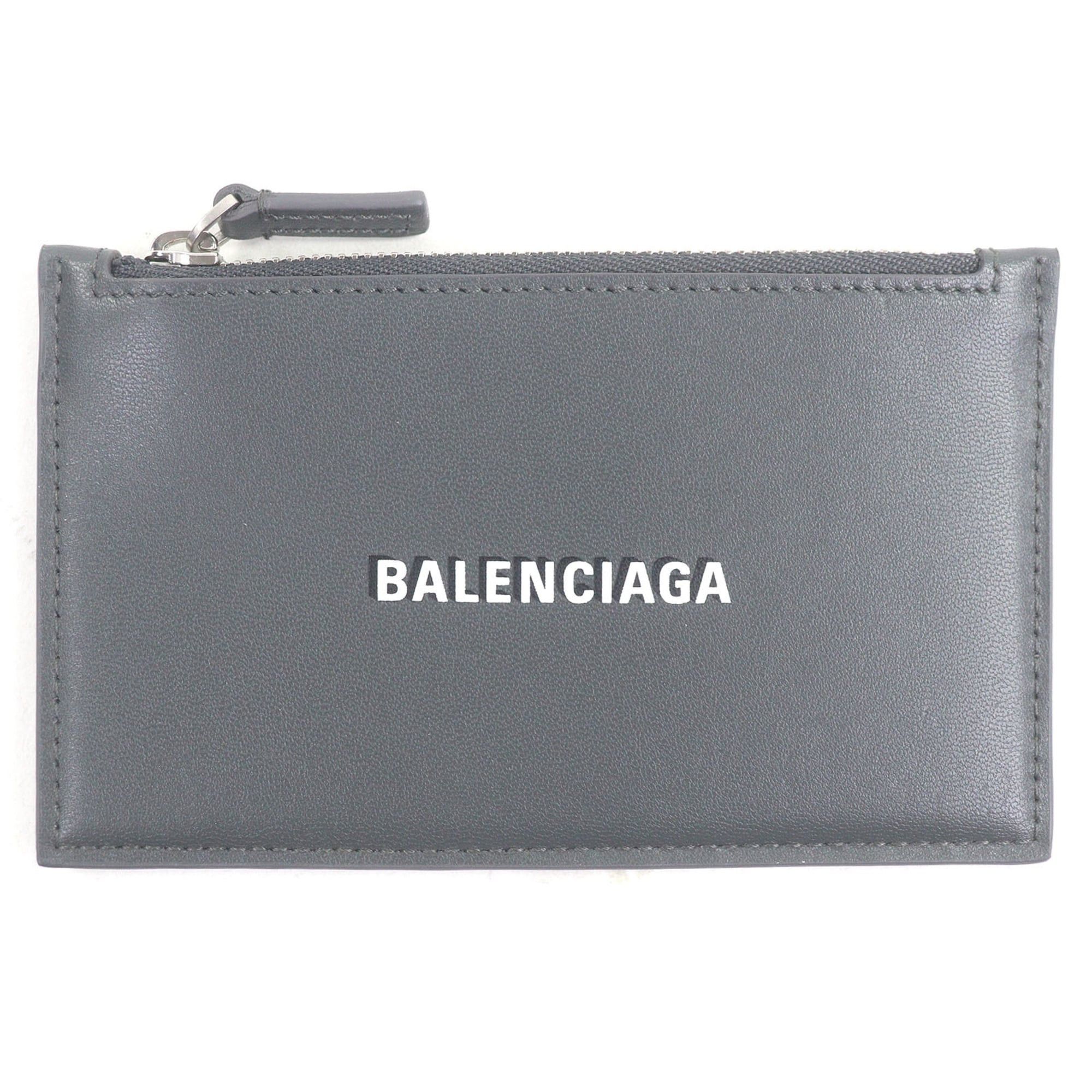 Balenciaga BALENCIAGA 594311 Logo Leather Zip Fragment Case Business Card Holder/Card Gray with Box Men's Size ONE SIZE - 1 Thumbnail