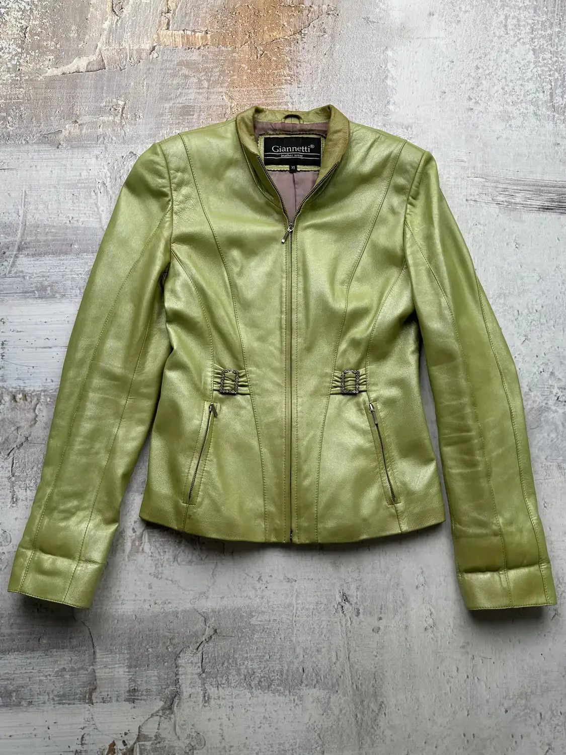 image of Avant Garde x Leather Jacket Vintage Leather Jacket in Green, Women's (Size XS)