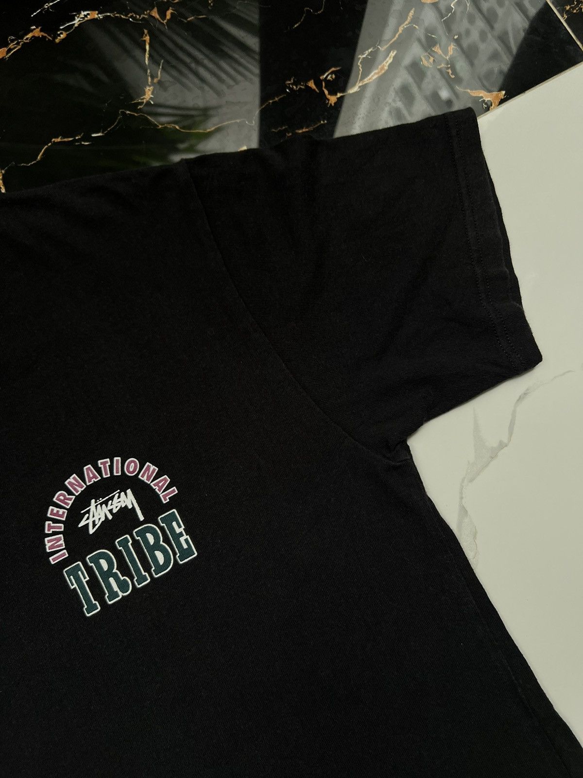 Stussy × Vintage 90’s STUSSY INTERNATIONAL TRIBE RARE BOG LOGO TEE Size US M / EU 48-50 / 2 - 5 Thumbnail