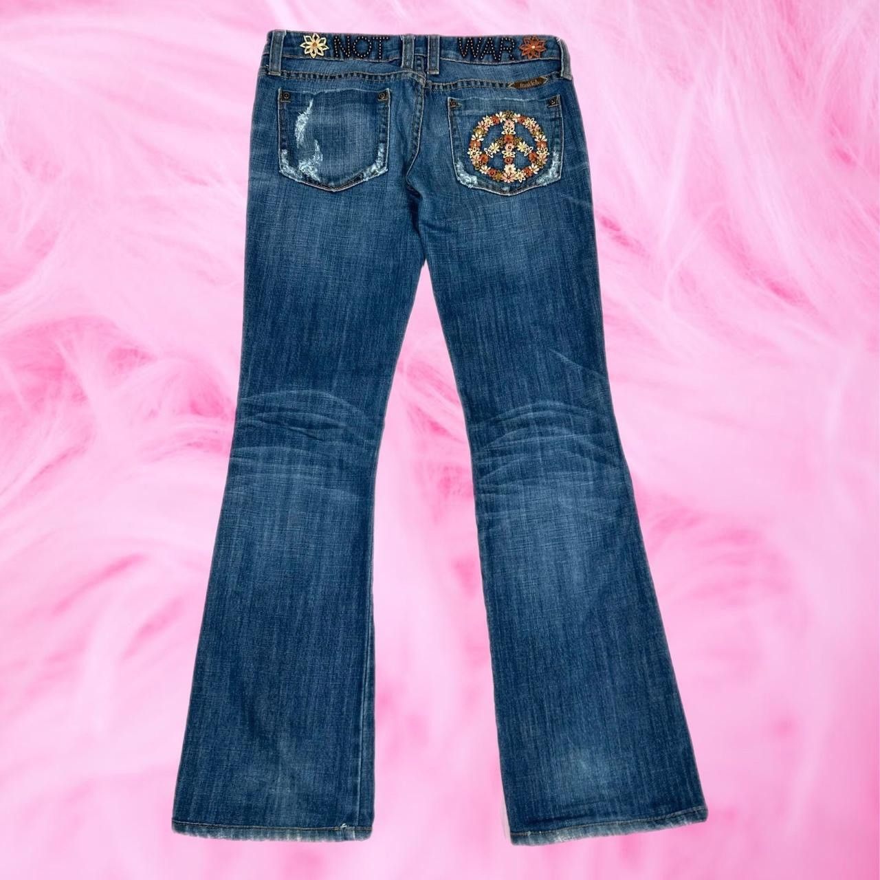 Vintage Vintage Frankie B. Make Love Not War low rise flare jeans | Grailed