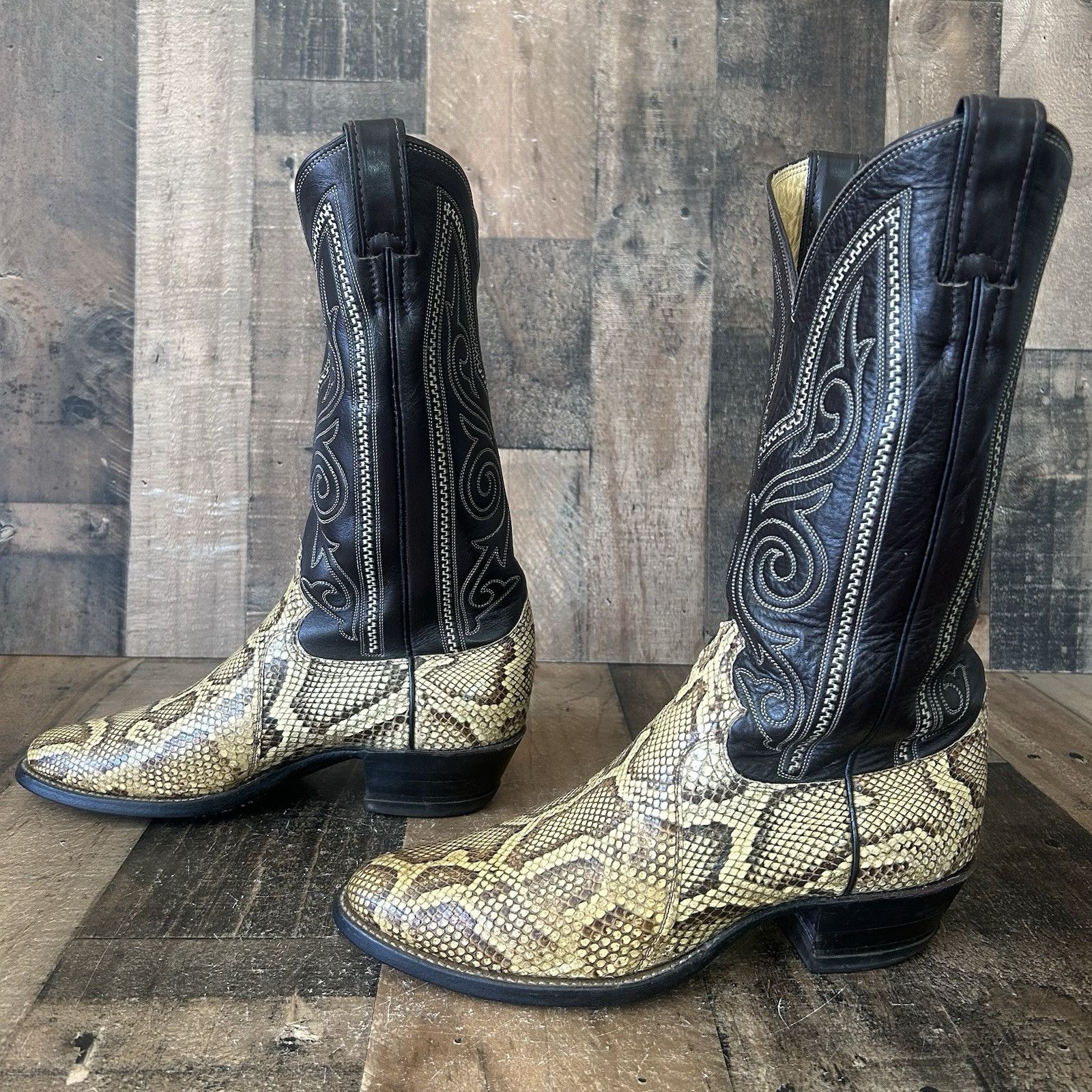 Justin Boots Justin Vintage Snakeskin Round Toe Cowboy Boots Mens 7.5 D Size US 7.5 / EU 40-41 - 11 Thumbnail
