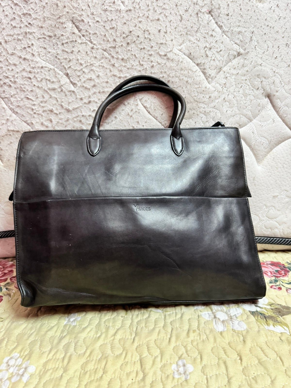 Pre-owned Yohji Yamamoto X Ys Ysaccs Yohji Leather Tote Bag In Black