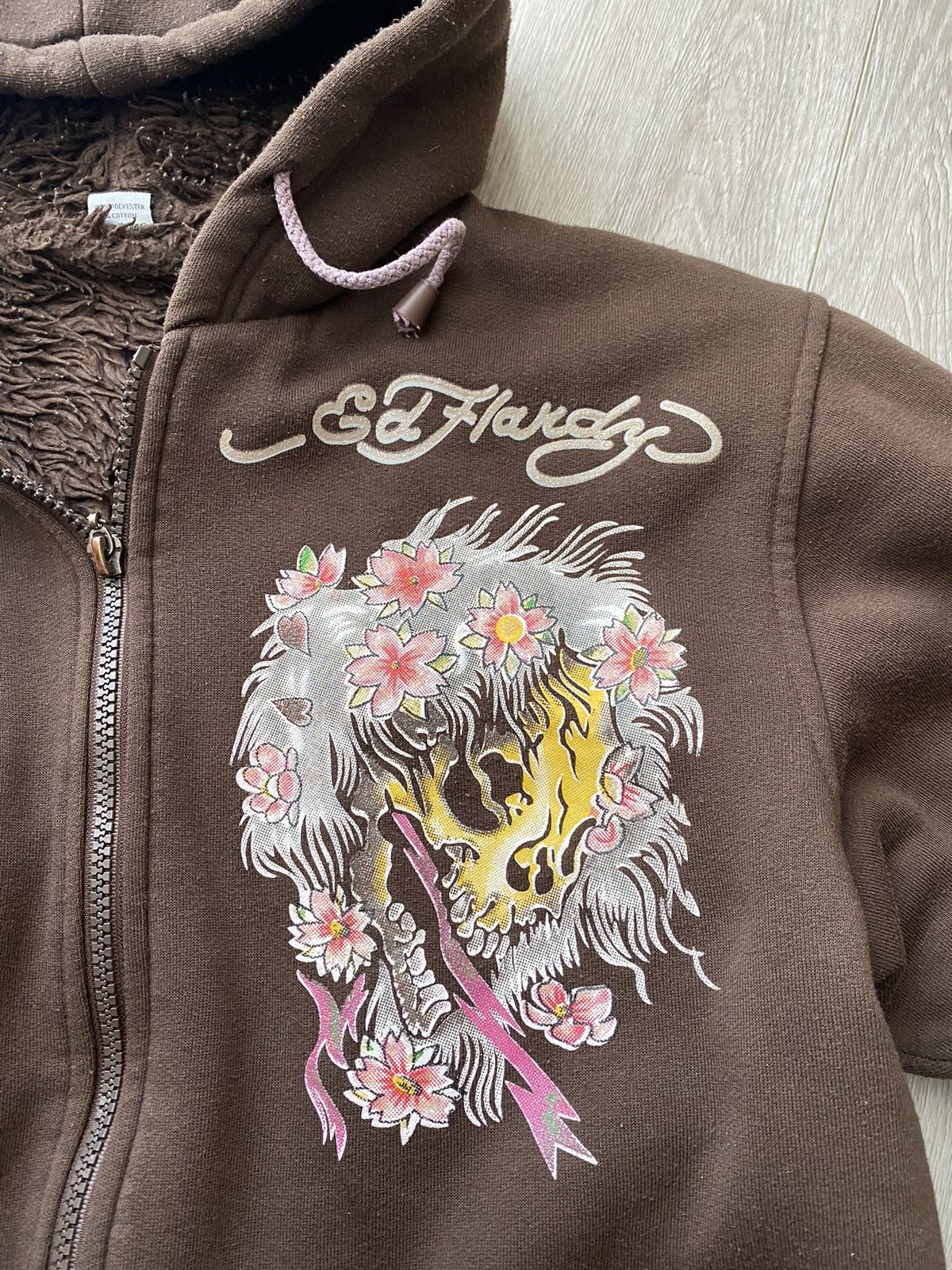 Christian Audigier × Ed Hardy 💥RARE💥 Ed Hardy cozy fur zip up hoodie y2k tatoo swag drip Size M / US 6-8 / IT 42-44 - 9 Thumbnail