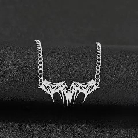 Handmade × Jewelry Spike Graffiti Chain Necklace Punk Gothic Chrome Rock Venom Size ONE SIZE - 2 Thumbnail