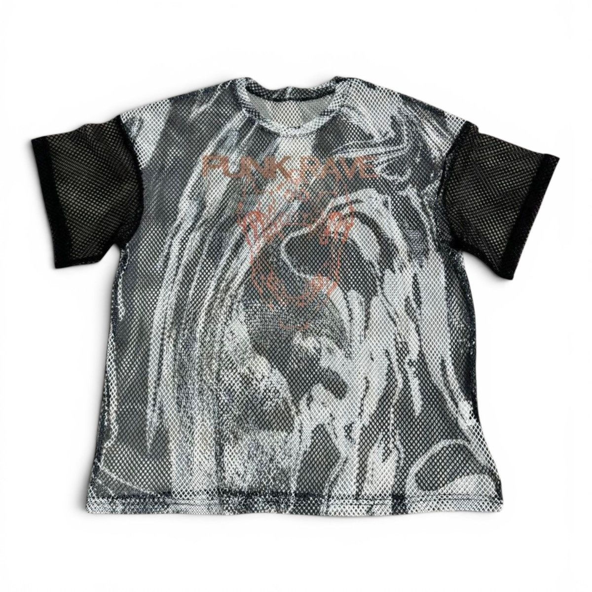Other Punk Rave Unisex Mesh Graphic Black & White T-Shirt Size M / US 6-8 / IT 42-44 - 9 Thumbnail