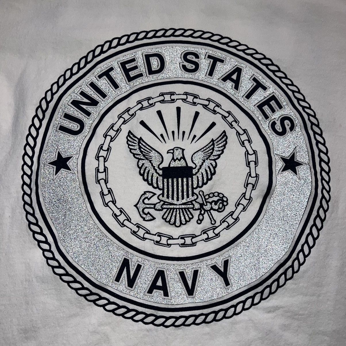 Vintage Navy Tee Shirt White Double Sided Reflective Logo Military Size US M / EU 48-50 / 2 - 7 Thumbnail