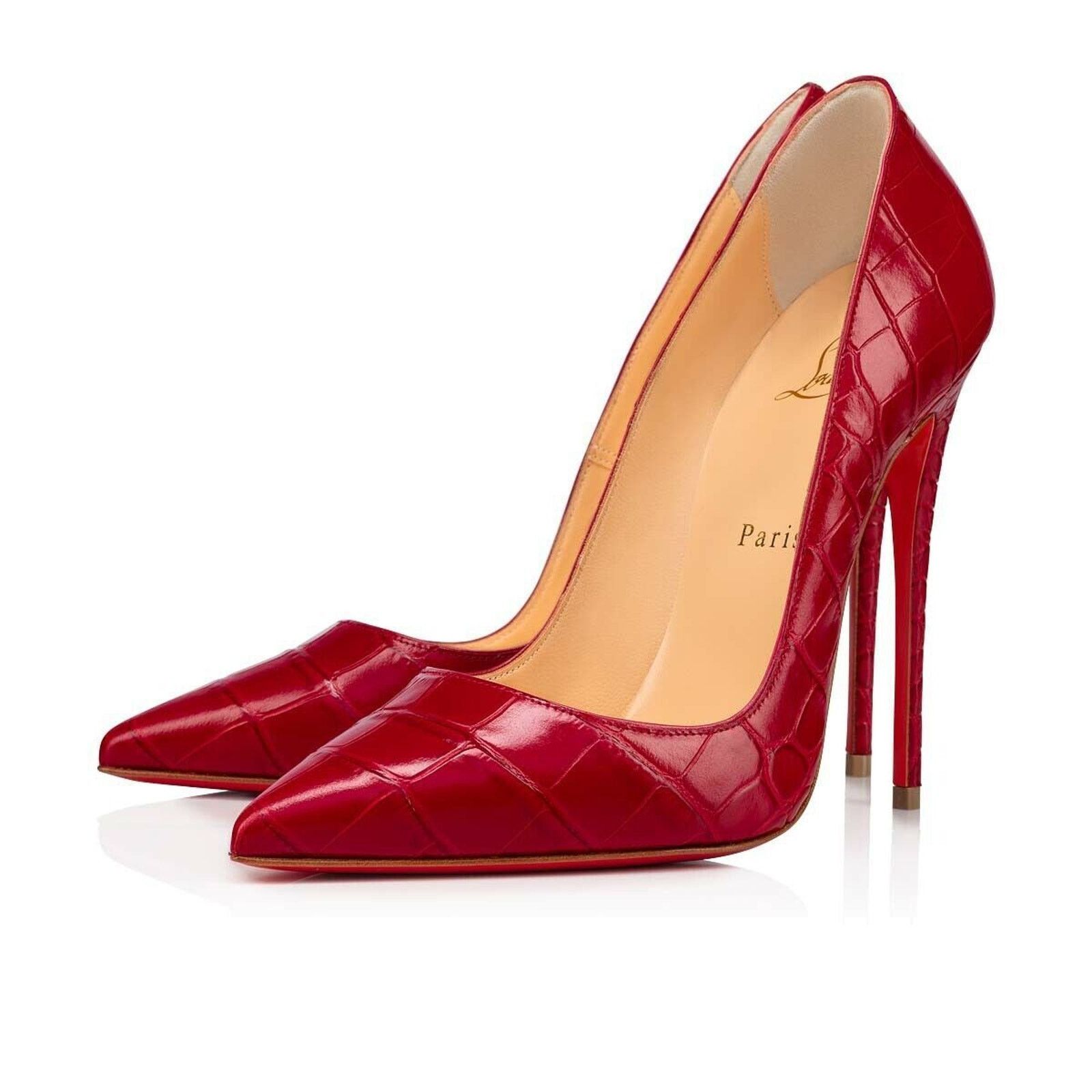 Christian Louboutin So Kate 120 Persan Pink Red Croc Ali Stiletto Heel Pump 39 Size US 9 / IT 39 - 1 Thumbnail