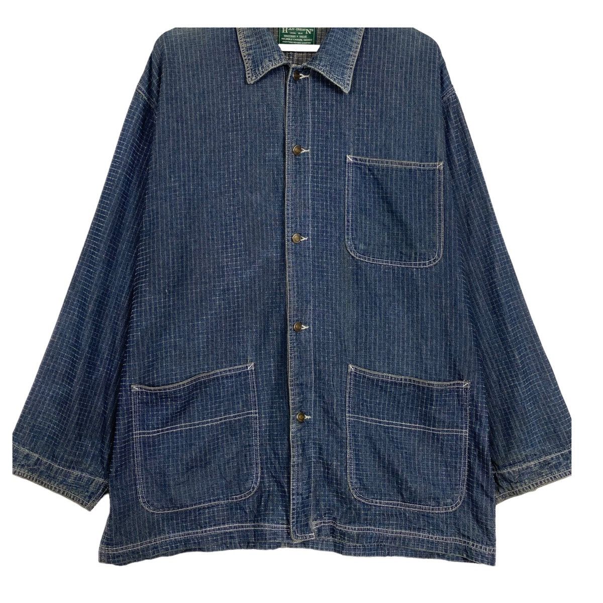 45rpm × Indigo × Japanese Brand 💥HASBEEN INDIGO CHORE WORKER DENIM JEAN JACKET Size US XL / EU 56 / 4 - 5 Thumbnail