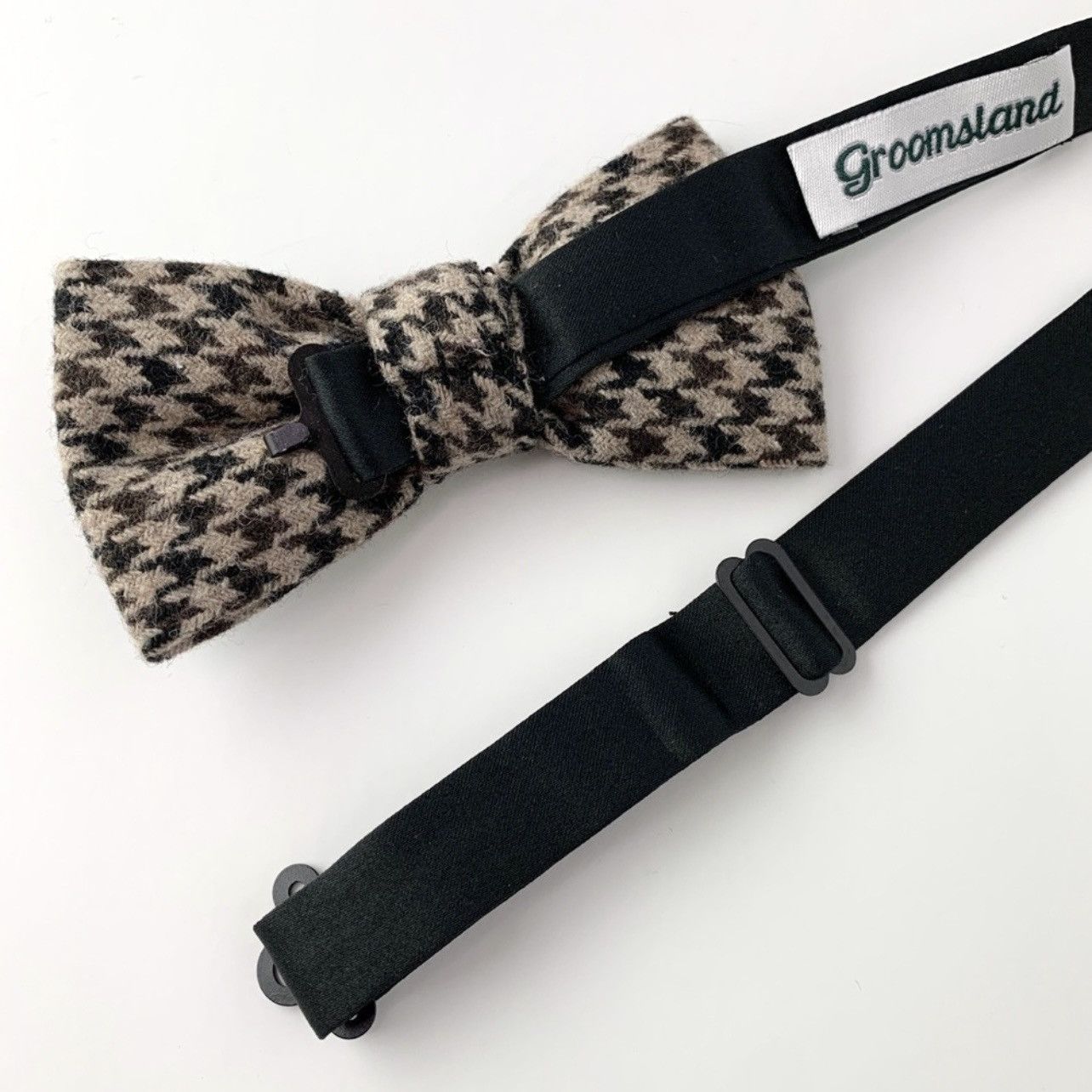 Other Men’s Tan Houndstooth Tartan Wool Bow Tie Size ONE SIZE - 2 Thumbnail