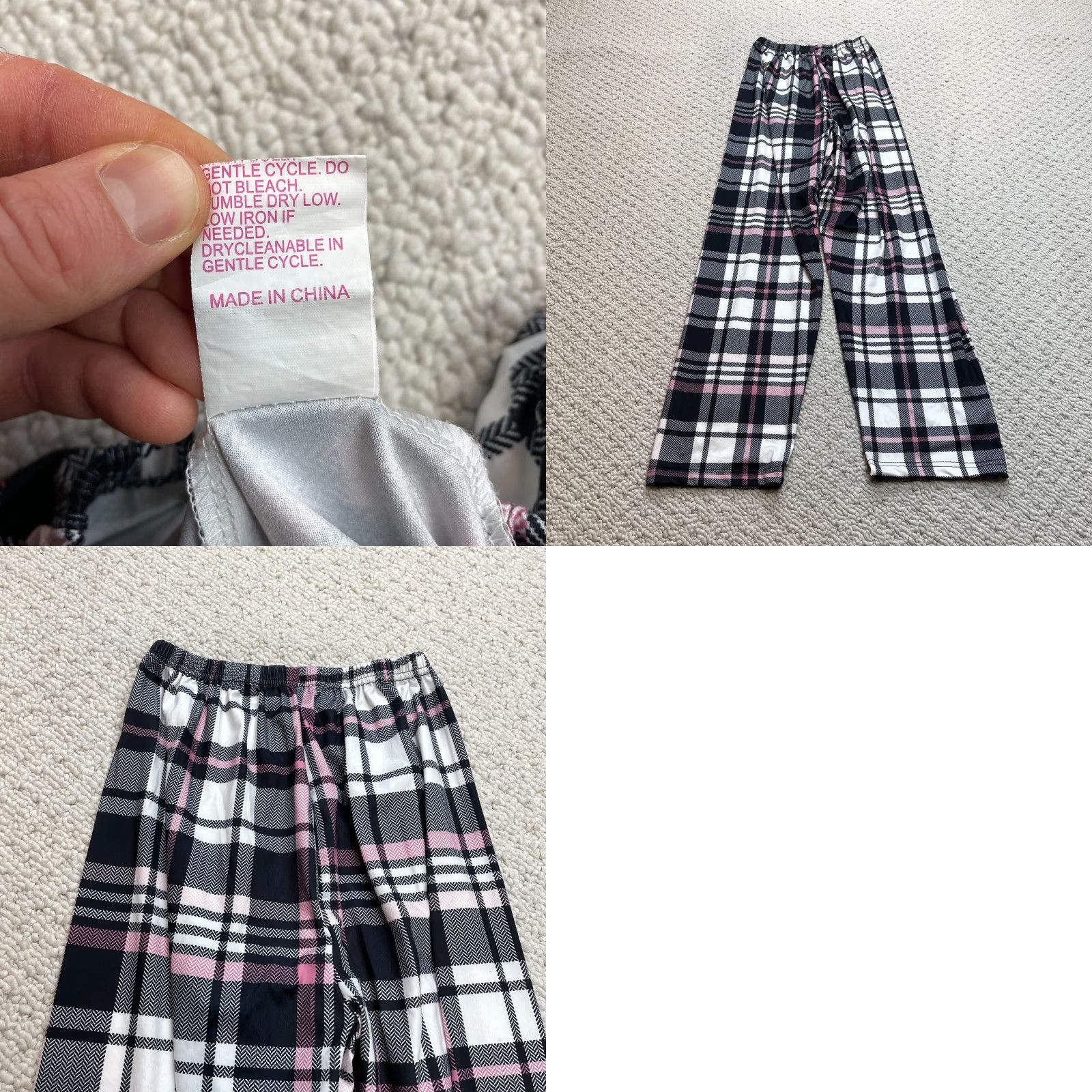 Pinko Unbranded Plaid Pajama Pants Womens Small White Gray Pink Soft Polyester 22x28 S Multicolor Size 28" / US 6 / IT 42 - 8 Thumbnail