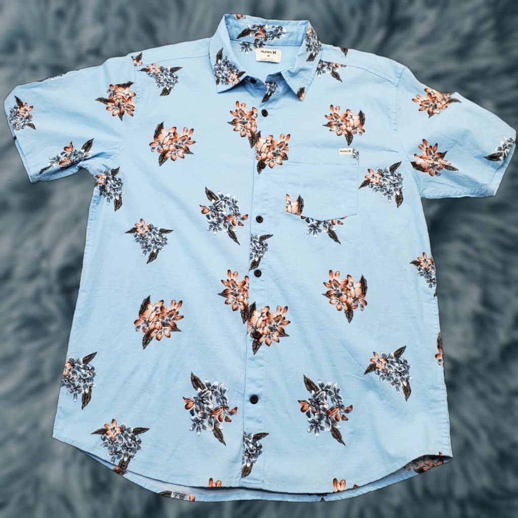 Hurley Hurley Shirt Men M Blue Floral OAO Lido Stretch Classic Button Up HSP25MMVS01865 Size US M / EU 48-50 / 2 - 1 Thumbnail