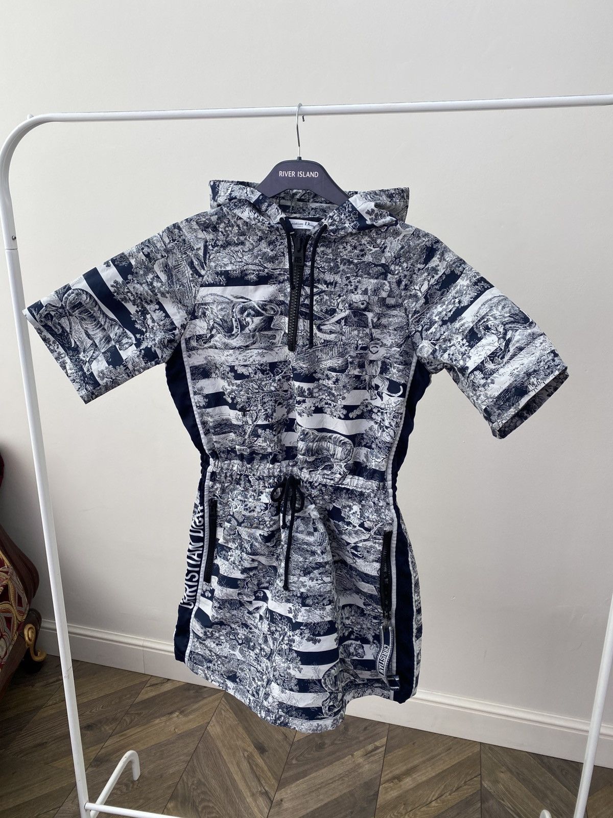 Dior Dior Women Short Hooded Dress Navy Blue Technical Jacquard Size S / US 4 / IT 40 - 4 Thumbnail