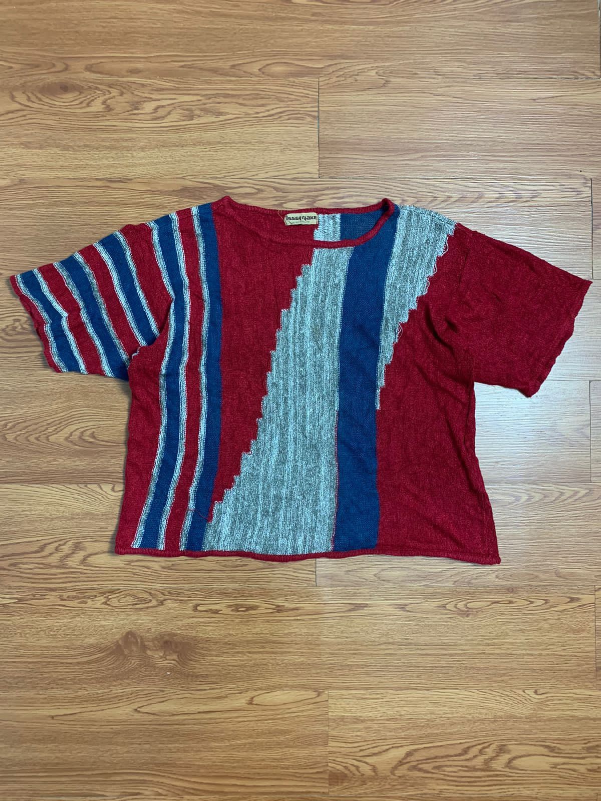 image of Archival Clothing x Issey Miyake 70/80S Issey Miyake Patterned Short Sleeve Knitwear (Size Medium)