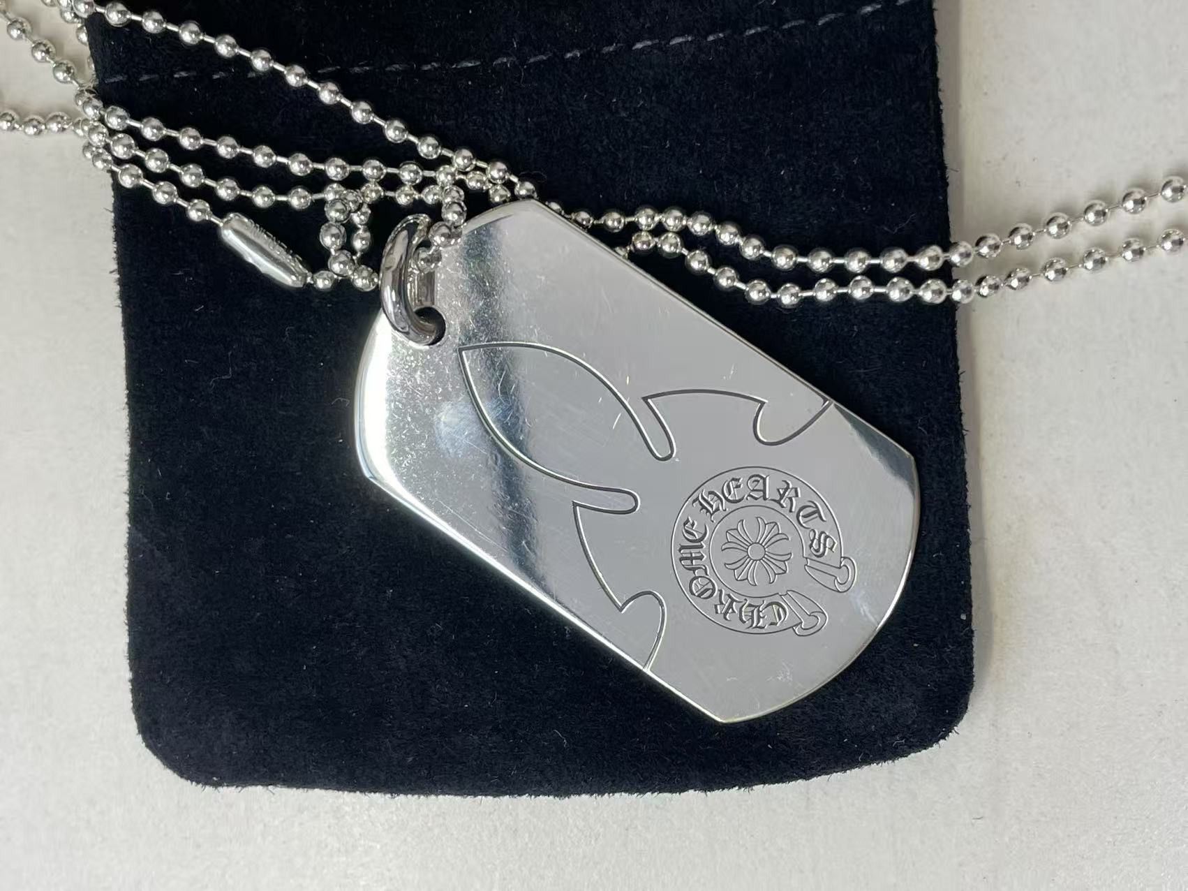 Chrome Hearts Chrome Hearts Silver Fleur Large Dog Tag Necklace Size ONE SIZE - 6 Thumbnail