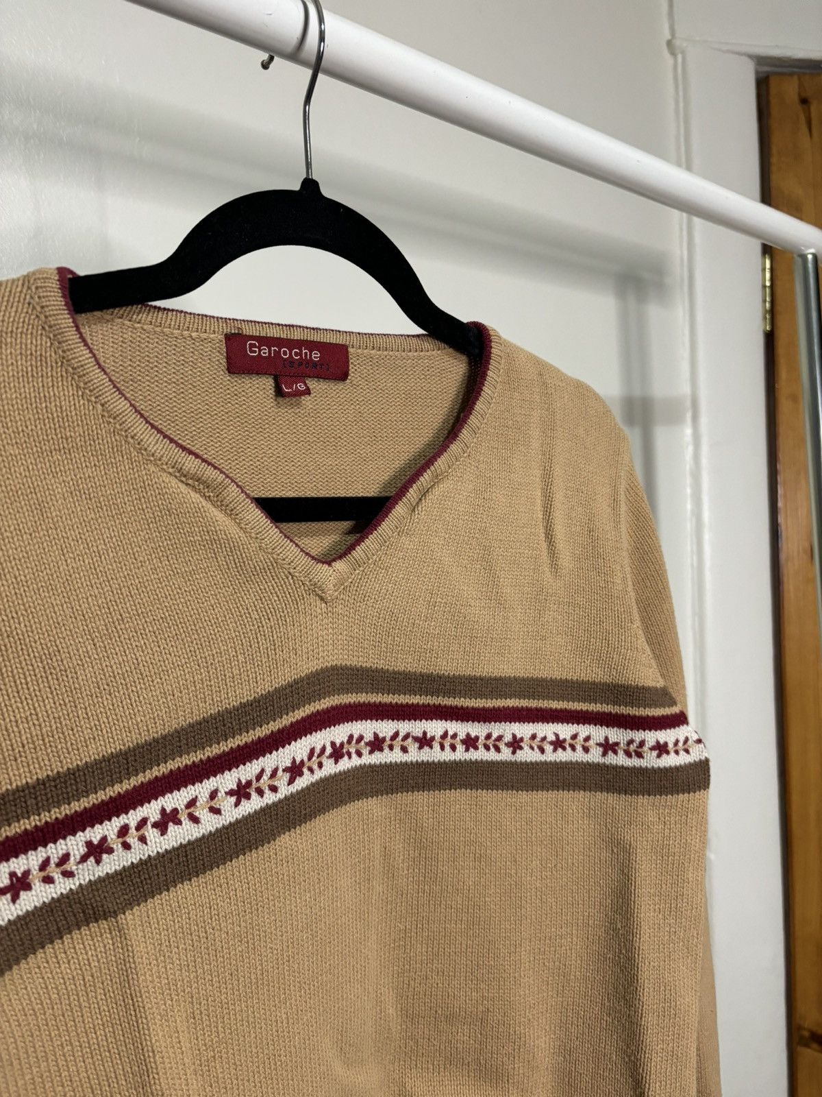 Vintage Vintage 1990s Patterned Tan Sweater Size L / US 10 / IT 46 - 2 Thumbnail