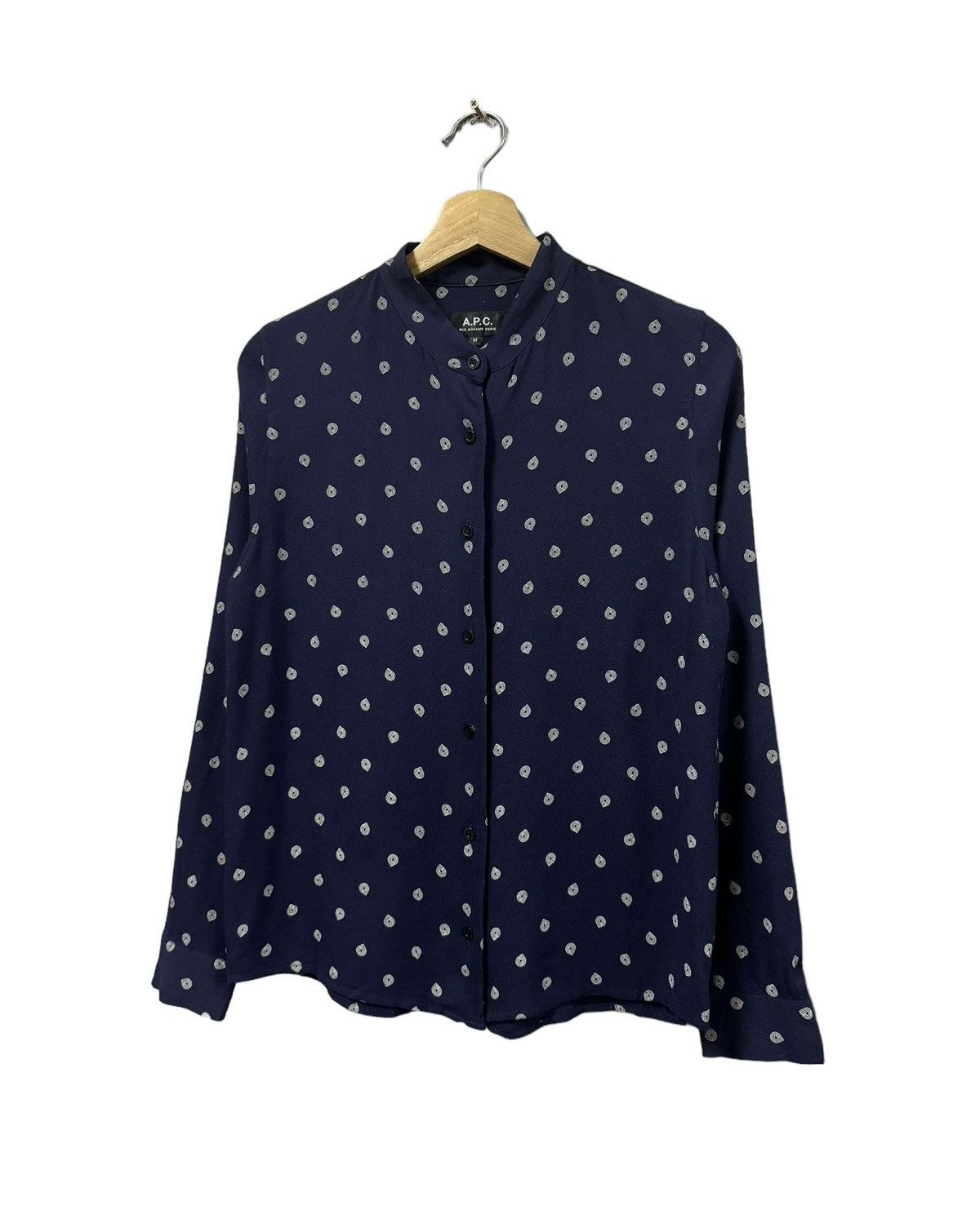 A.P.C. Vtg🔥A.P.C Printed Design Mandarin Collar Rayon Button Up Size US M / EU 48-50 / 2 - 6 Thumbnail