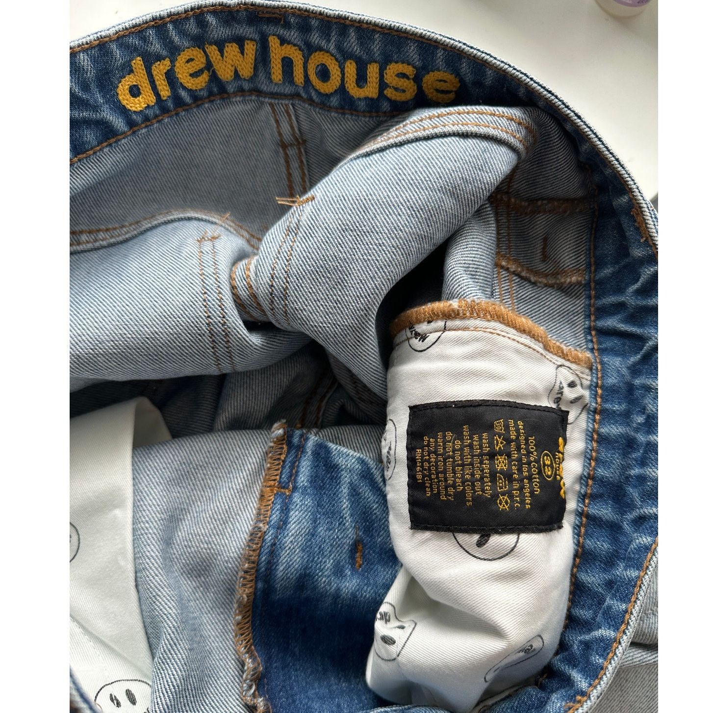 Drew House Drew House Distressed Jeans Blue Raw Hem Corduroy Patches 32 Size US 32 / EU 48 - 10 Thumbnail