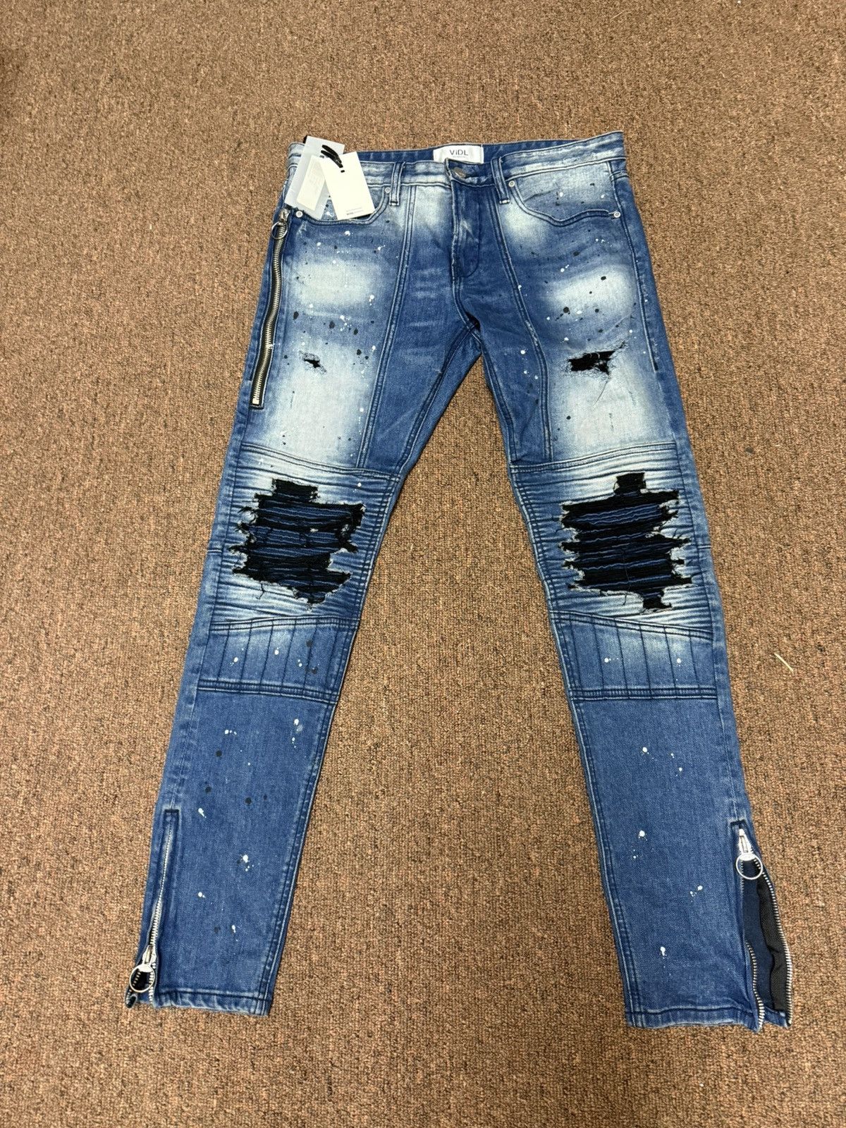 Vintage VIDL DISTRESSED PAINT SPLATTER JEANS Size US 32 / EU 48 - 1 Thumbnail