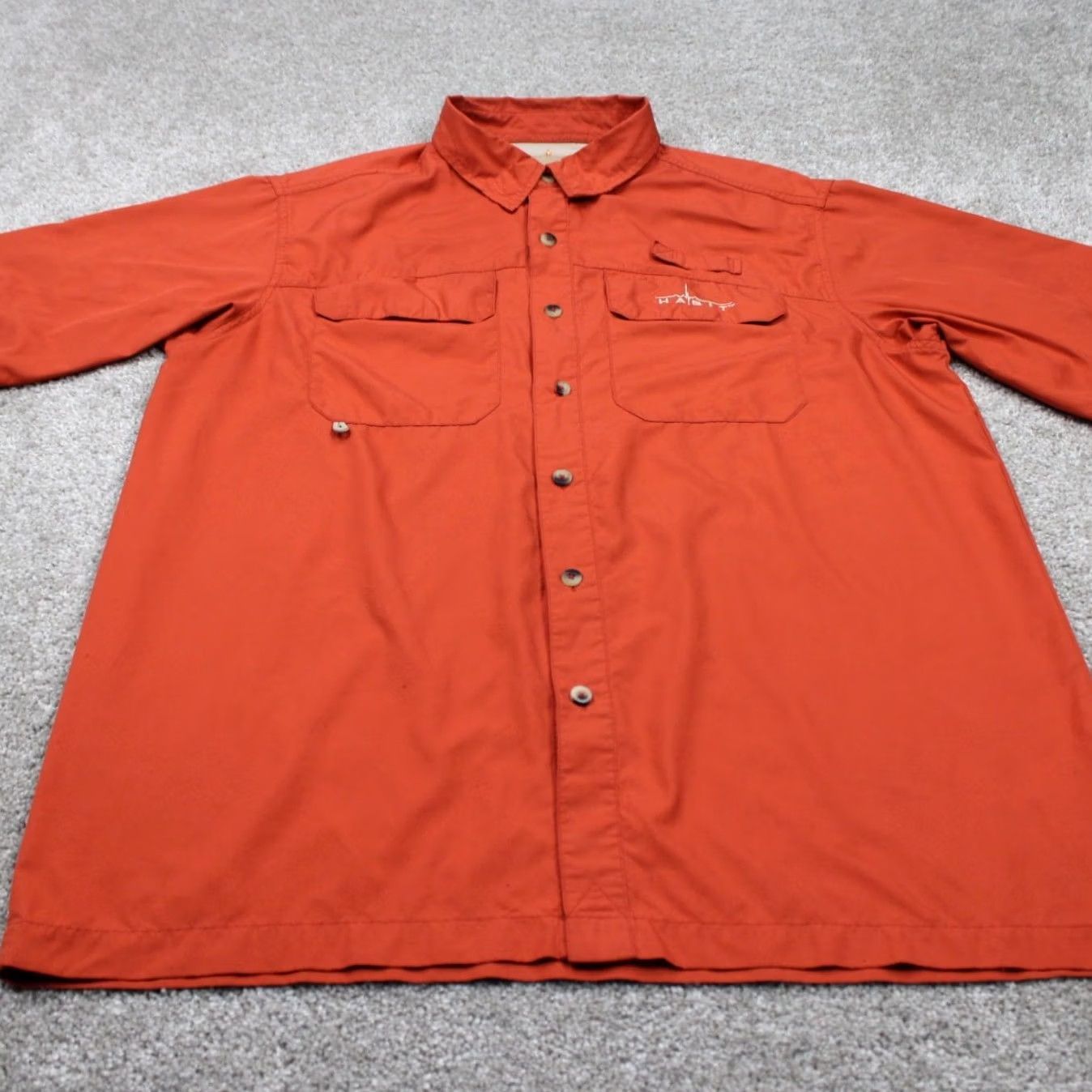 Habitat Habit Shirt Mens Large Mecca Orange Vented Fishing Performance S/S Button Down Size US L / EU 52-54 / 3 - 2 Thumbnail