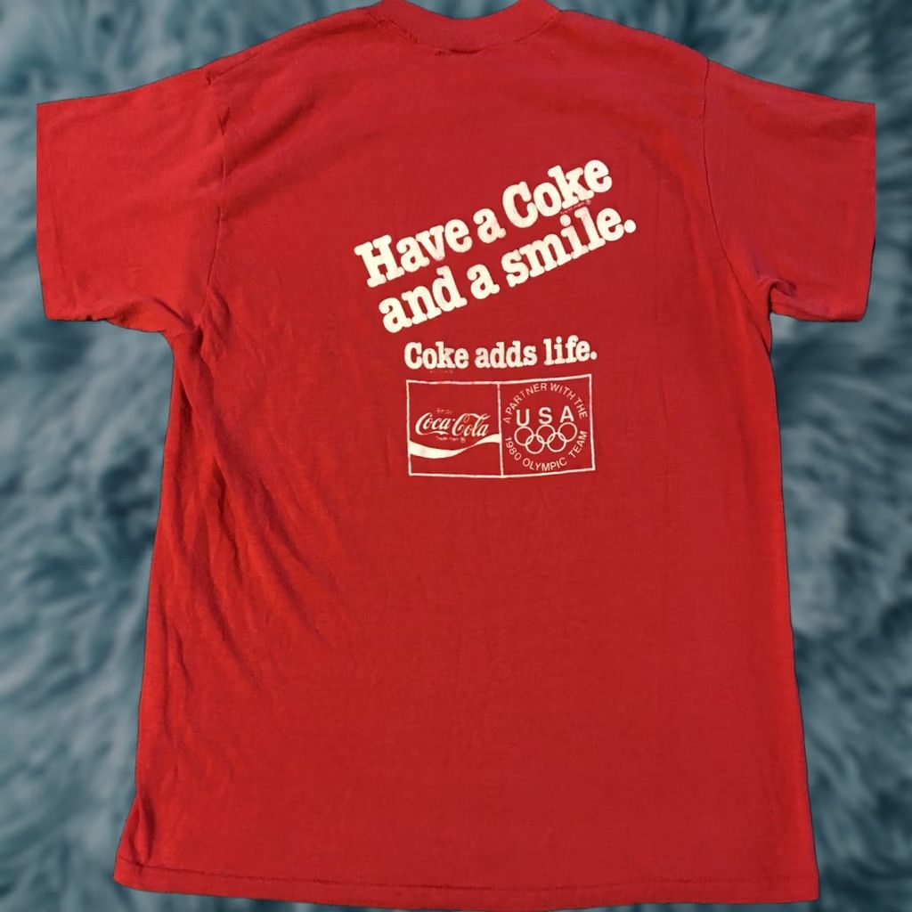 Vintage VINTAGE Coca-Cola 1980s Promo Shirt S M Single Stitch USA Red Nike? Size US M / EU 48-50 / 2 - 1 Thumbnail