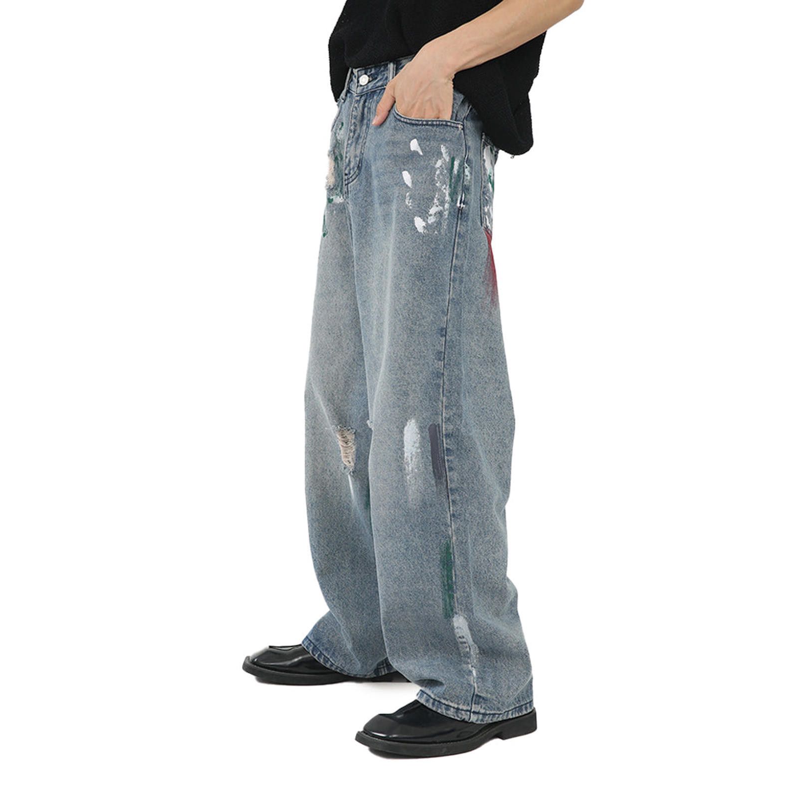 Japanese Brand Painted Wide Leg Denim Jeans Size US 32 / EU 48 - 4 Thumbnail