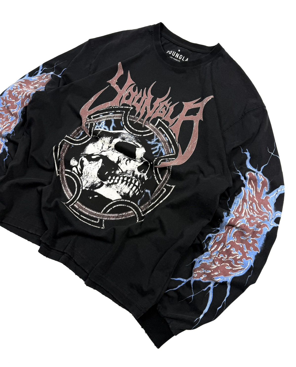 YoungLA Y2K YoungLA Skull Graphic Long Sleeve Goth Metal Streetwear Size US XL / EU 56 / 4 - 3 Thumbnail