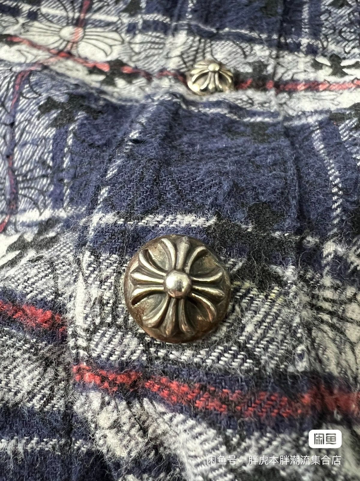Chrome Hearts The first generation blue cross-striped plain-print shirt Size US XL / EU 56 / 4 - 4 Thumbnail