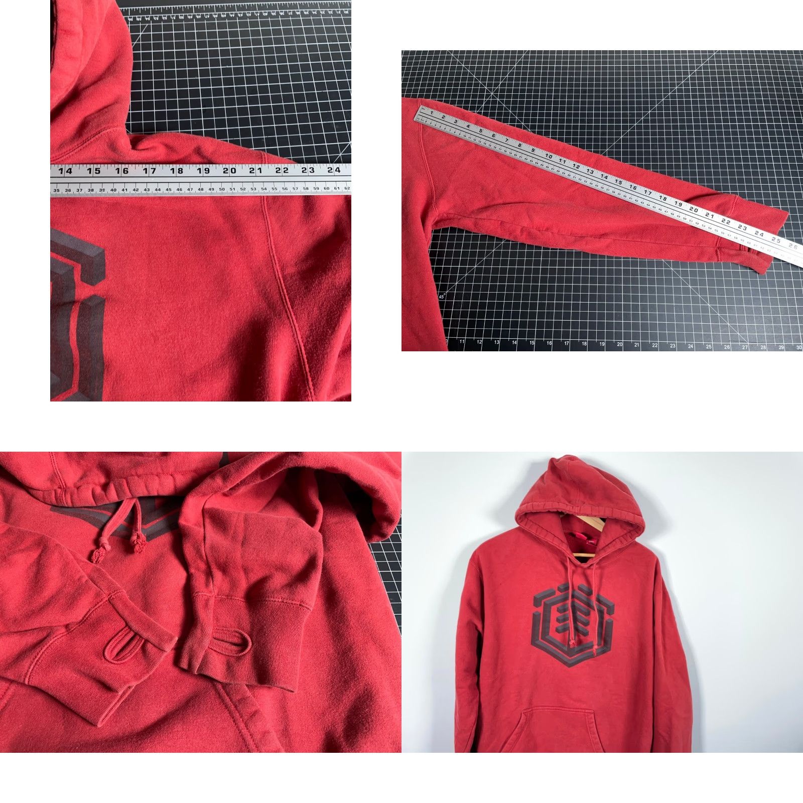 Element VINTAGE Element Hoodie Men's XL Red Graphic Print Heavyweight Pockets Pullover Crew Neck Skateboarding Fall Winter Size US XL / EU 56 / 4 - 8 Thumbnail