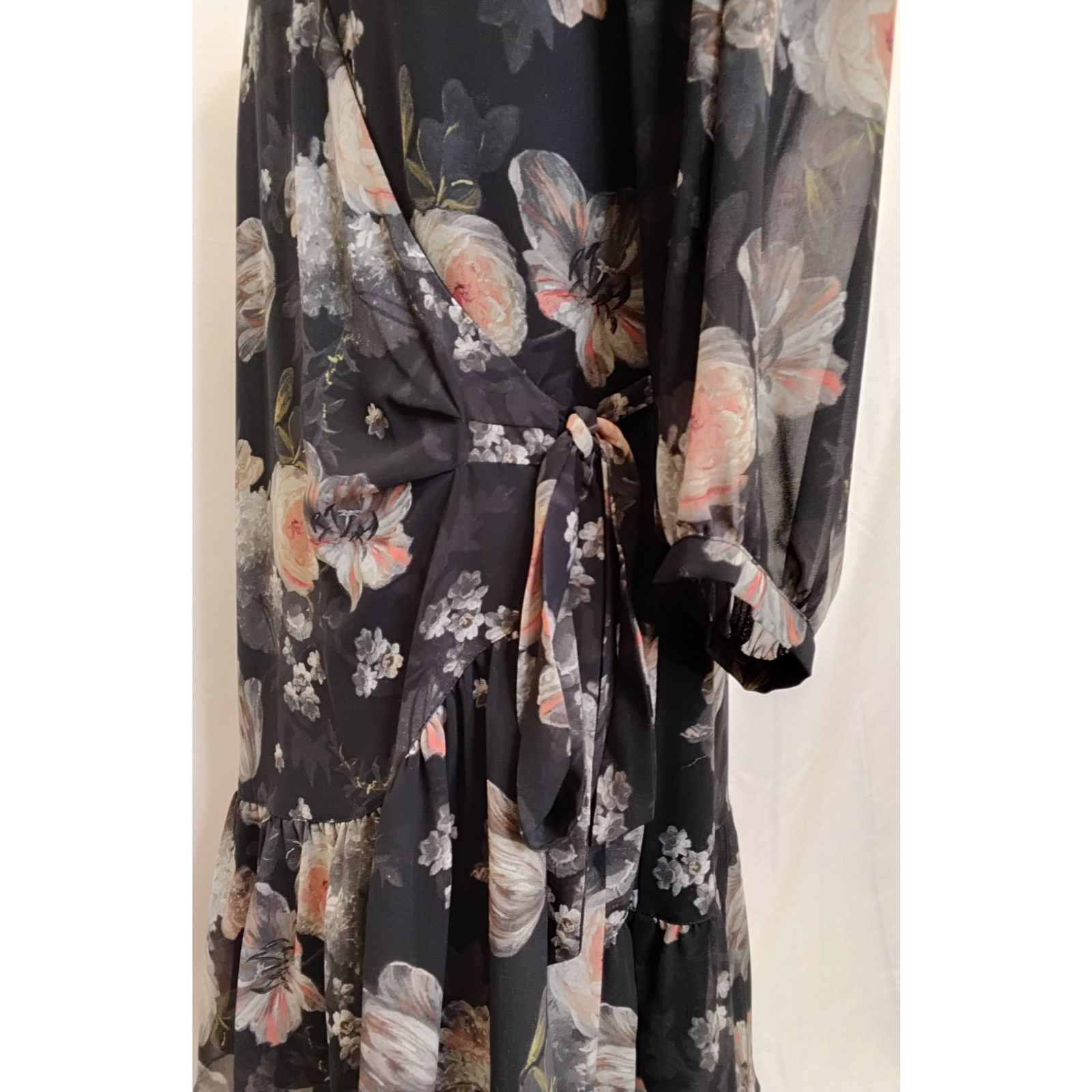 Allsaints All Saints Wrap Dress Women's M Black/Floral Flowy Jade Eden Size M / US 6-8 / IT 42-44 - 10 Thumbnail