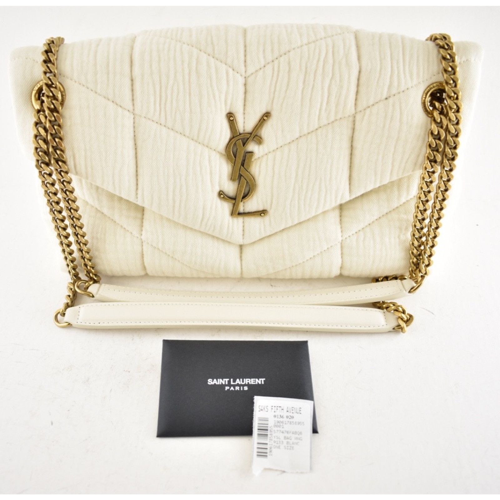 Yves Saint Laurent Saint Laurent YSL Cotton Twill White Shoulder Crossbody Bag Size ONE SIZE - 8 Thumbnail