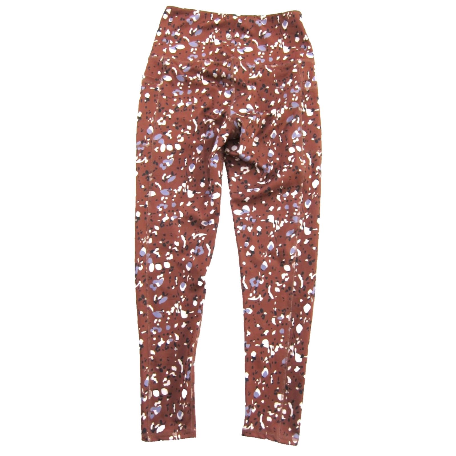 Vintage NWT Leg End Brown Purple White Floral Printed 7/8 Pocket High Waisted Legging Women M Size 32" / US 10 / IT 46 - 2 Thumbnail