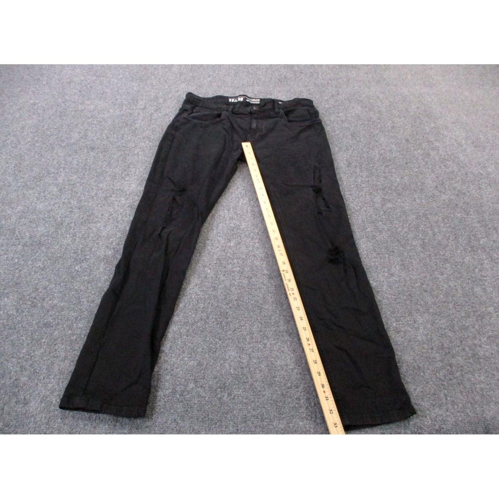 Vintage Spark Jeans Mens 36 X 32 Black Denim Skinny Fit Stretch Distressed Casual Slim Jeans Size US 36 / EU 52 - 3 Thumbnail