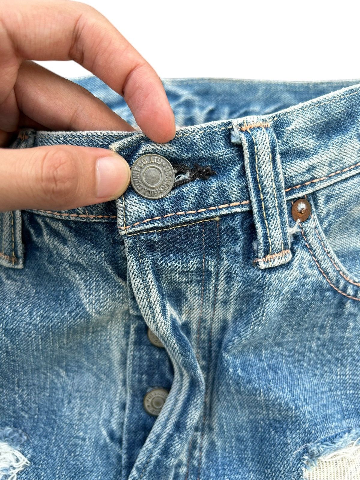 Kapital Thrashed Vintage Full Count Selvedge Repair Denim Jeans Size US 30 / EU 46 - 6 Thumbnail