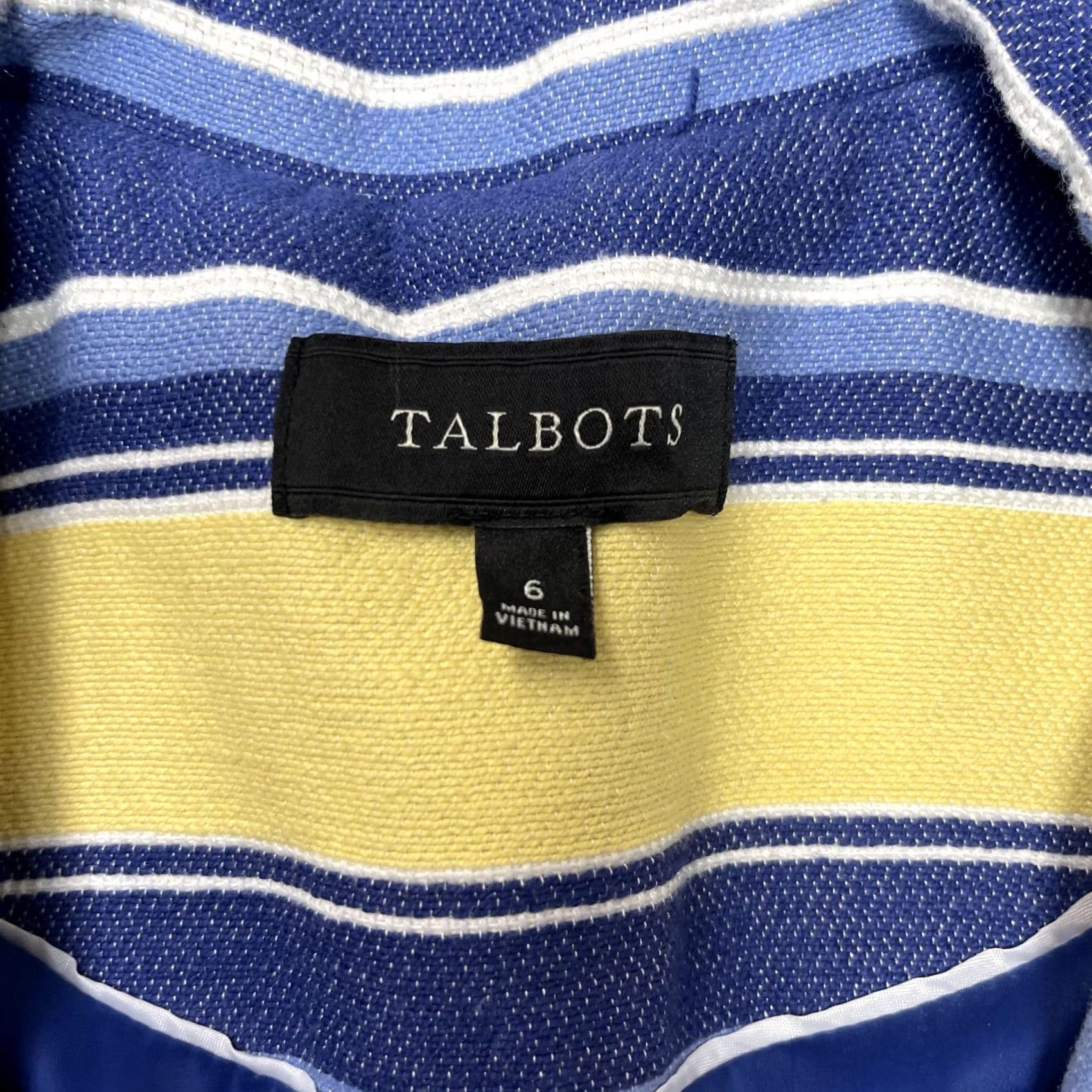 Talbots Talbots Womens Blazer Jacket - 6 Grey White Stripe Open Front Lined Career Work Size M / US 6-8 / IT 42-44 - 3 Thumbnail