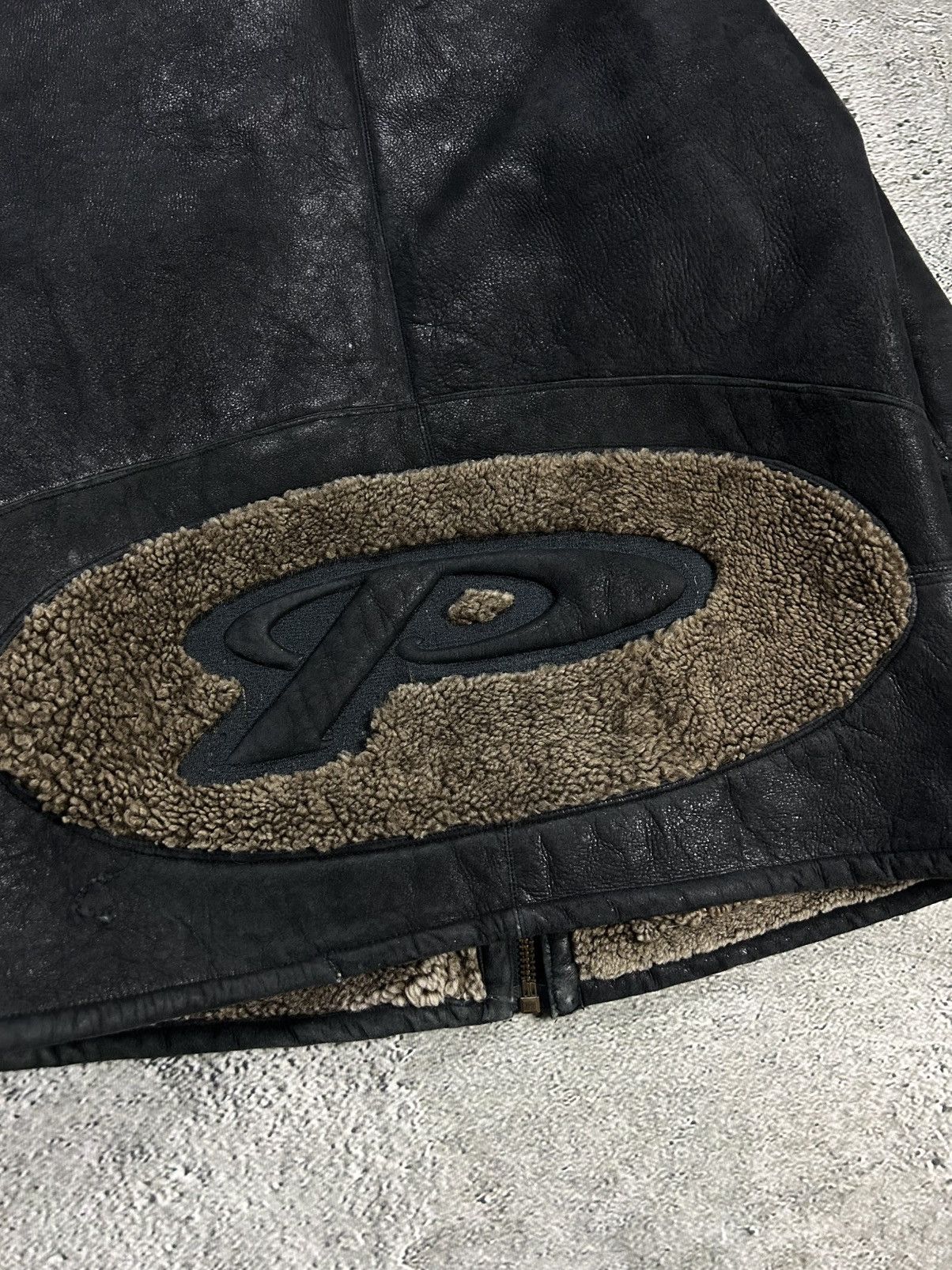 Marc Buchanan Pelle Pelle leather jacket sherpa fur black big logo 90s Size US XL / EU 56 / 4 - 10 Thumbnail