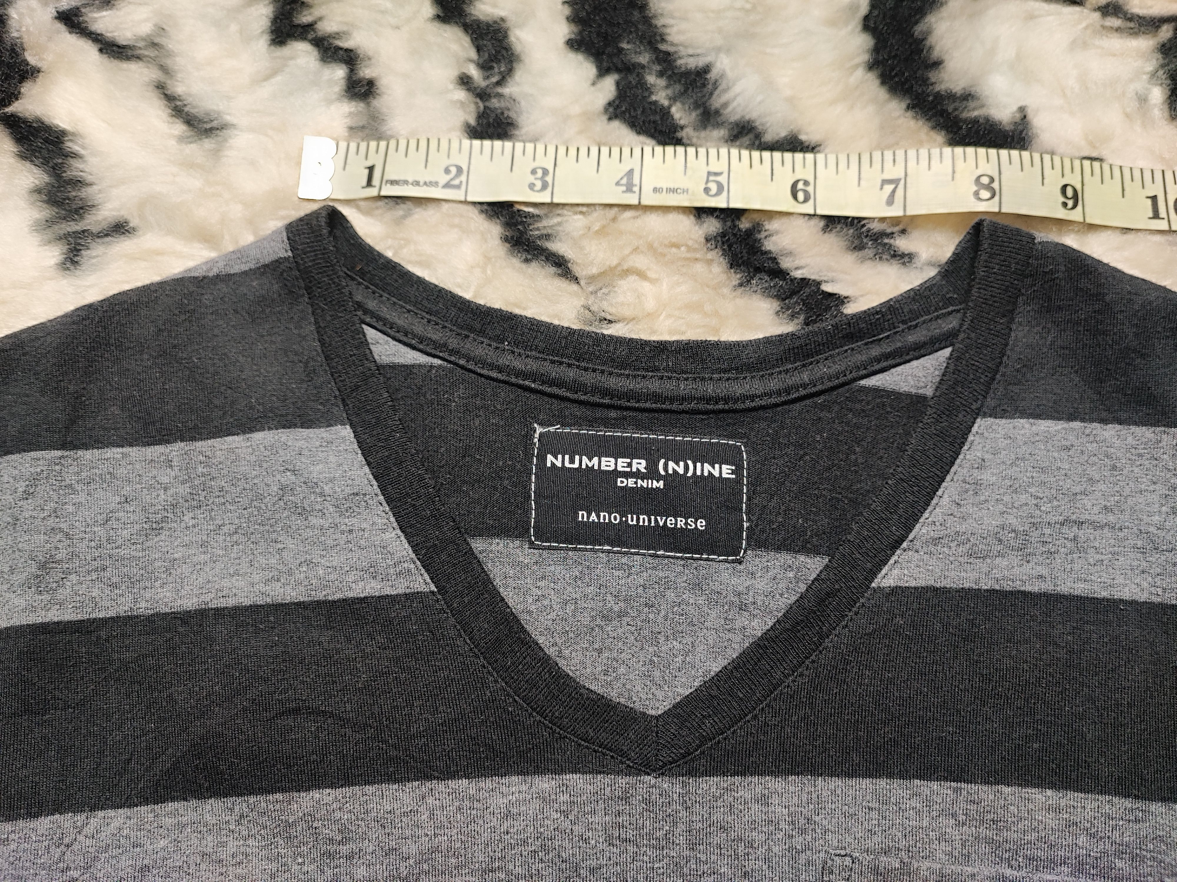 Number (N)ine Number (N)ine x Nano Universe Striped V-Neck Pocket Tee Size US XS / EU 42 / 0 - 9 Thumbnail