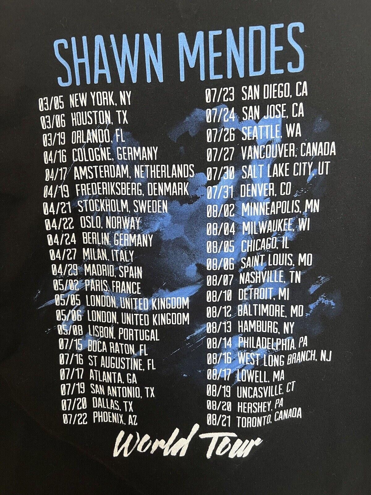 Designer Shawn Mendes Shirt Adult Medium Black Concert World Tour Size US M / EU 48-50 / 2 - 5 Thumbnail
