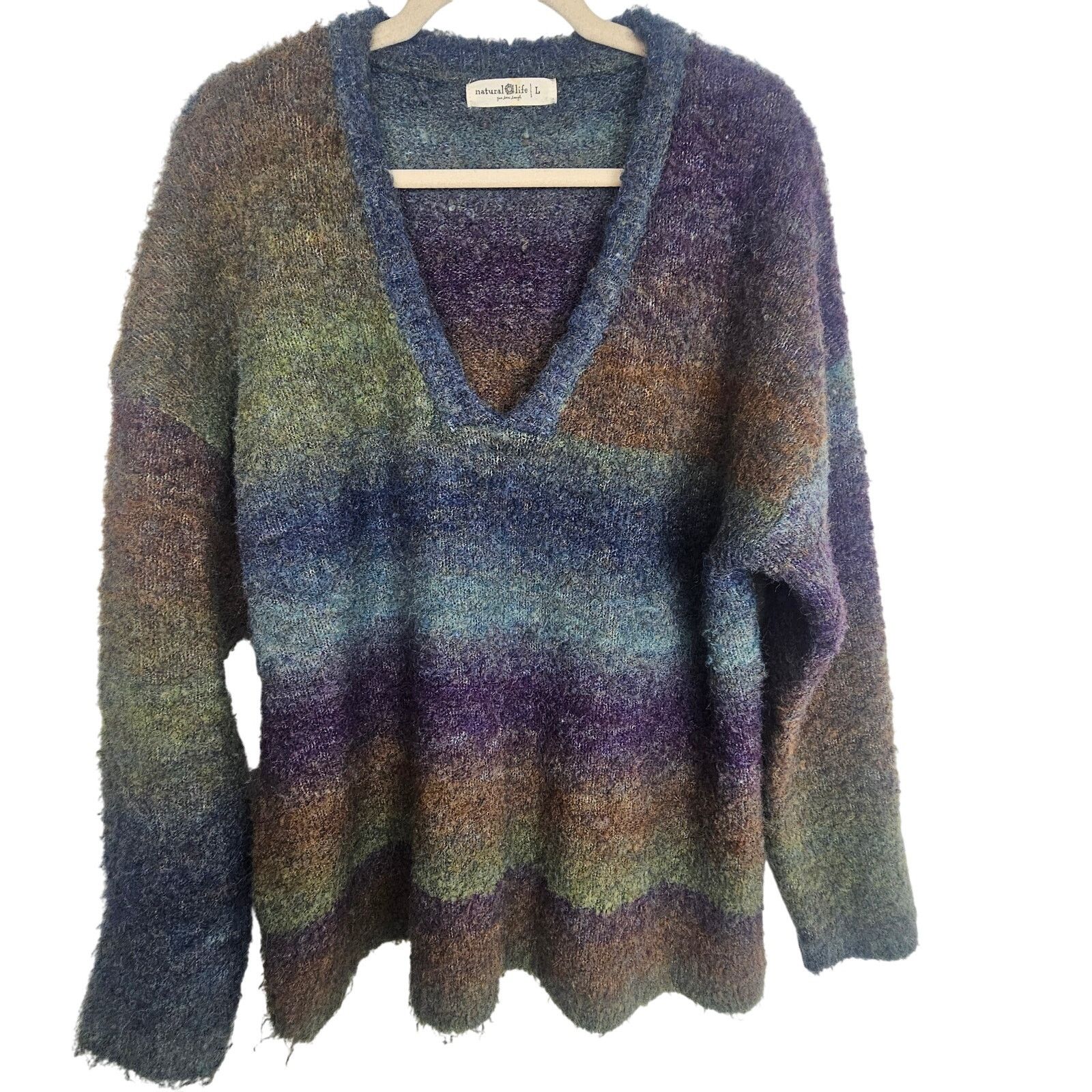 Natural Issue Natural Life Earthy V-Neck Sweater Granola Girl Forest Fairy Size L / US 10 / IT 46 - 1 Thumbnail