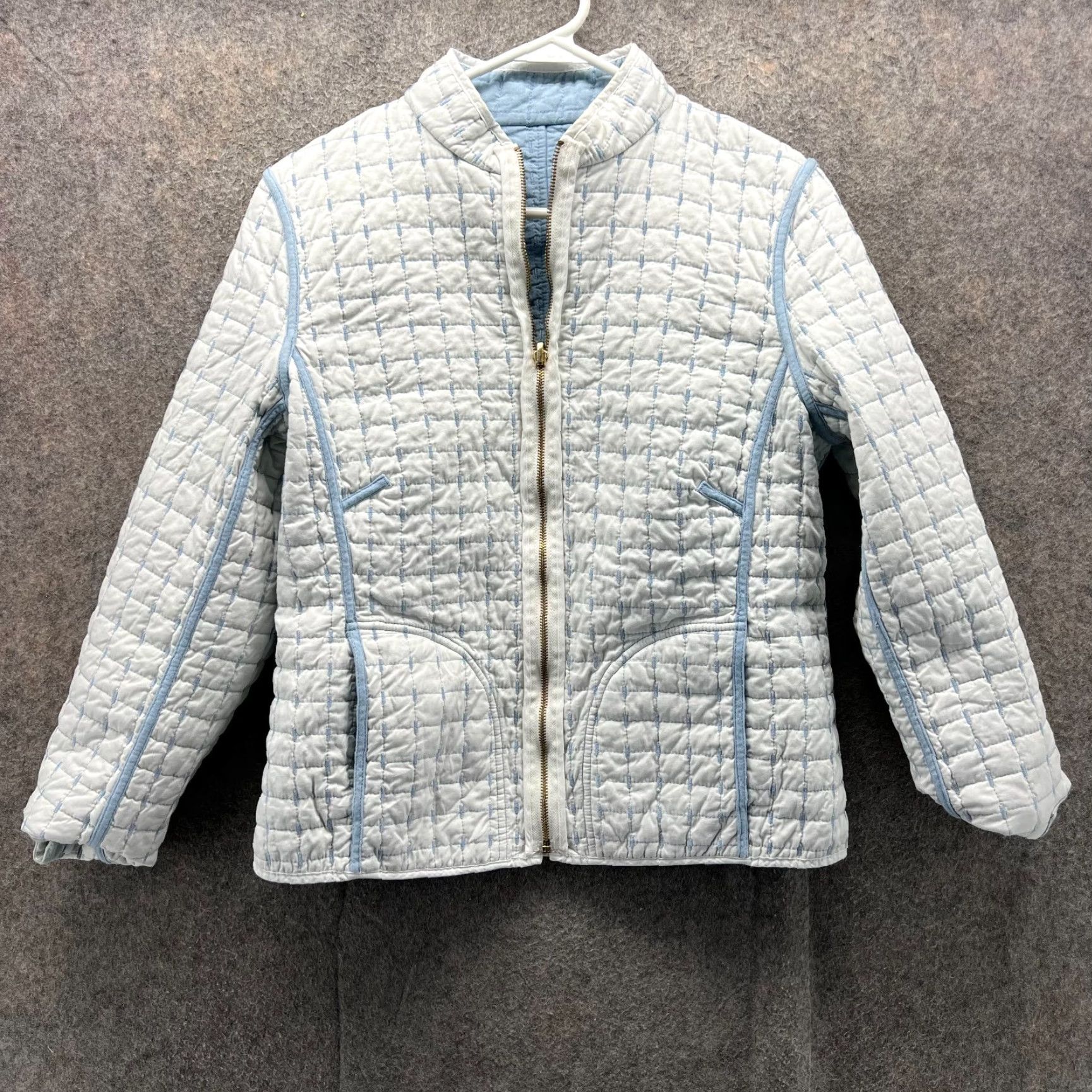 Pendleton Pendleton Jacket Women M Light Blue Quilted Full Zip Reversible VTG Pattern: Solid Winter Fall Size M / US 6-8 / IT 42-44 - 3 Thumbnail