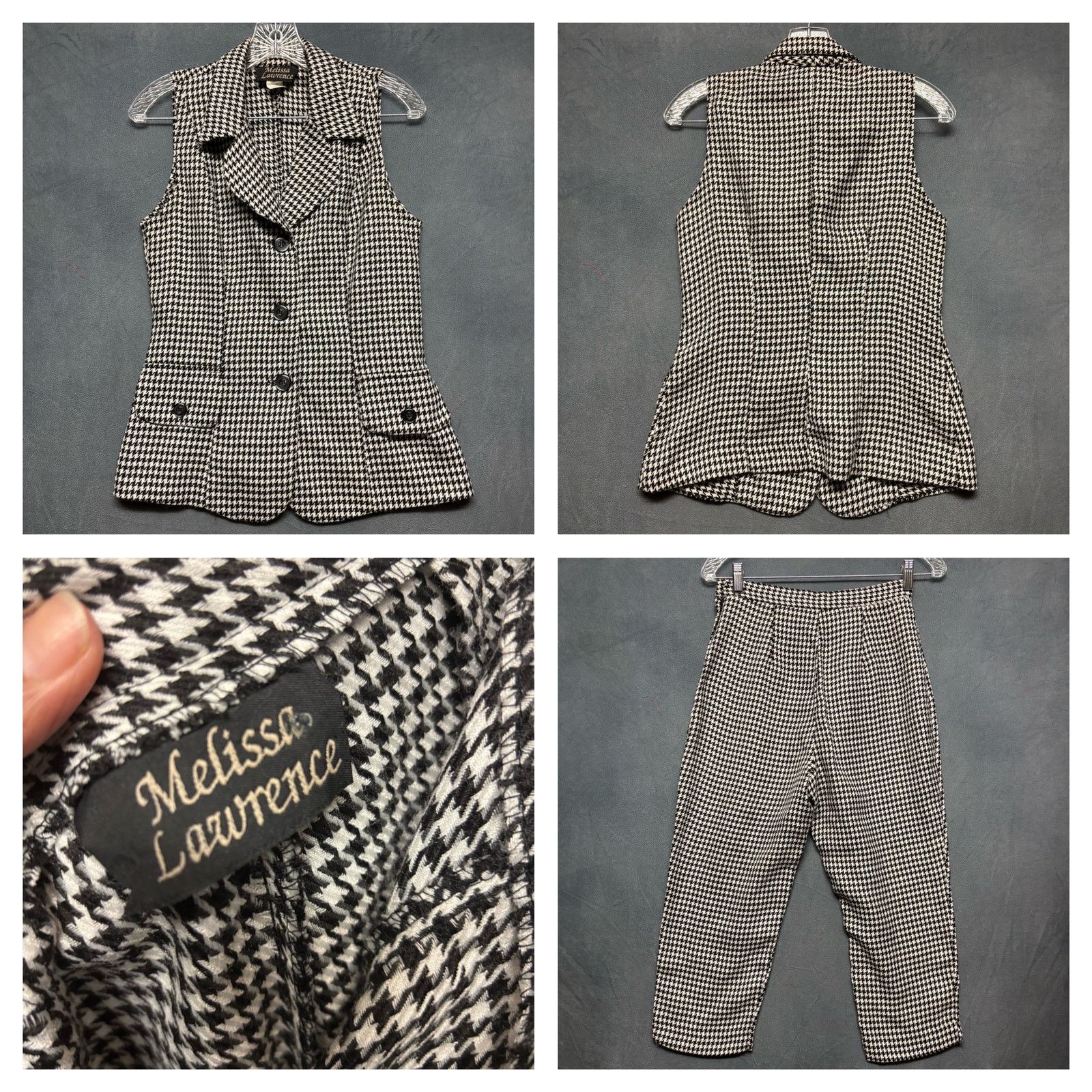 Other Vintage Melissa Lawrence Houndstooth Pantsuit Vest Set Size M / US 6-8 / IT 42-44 - 1 Thumbnail