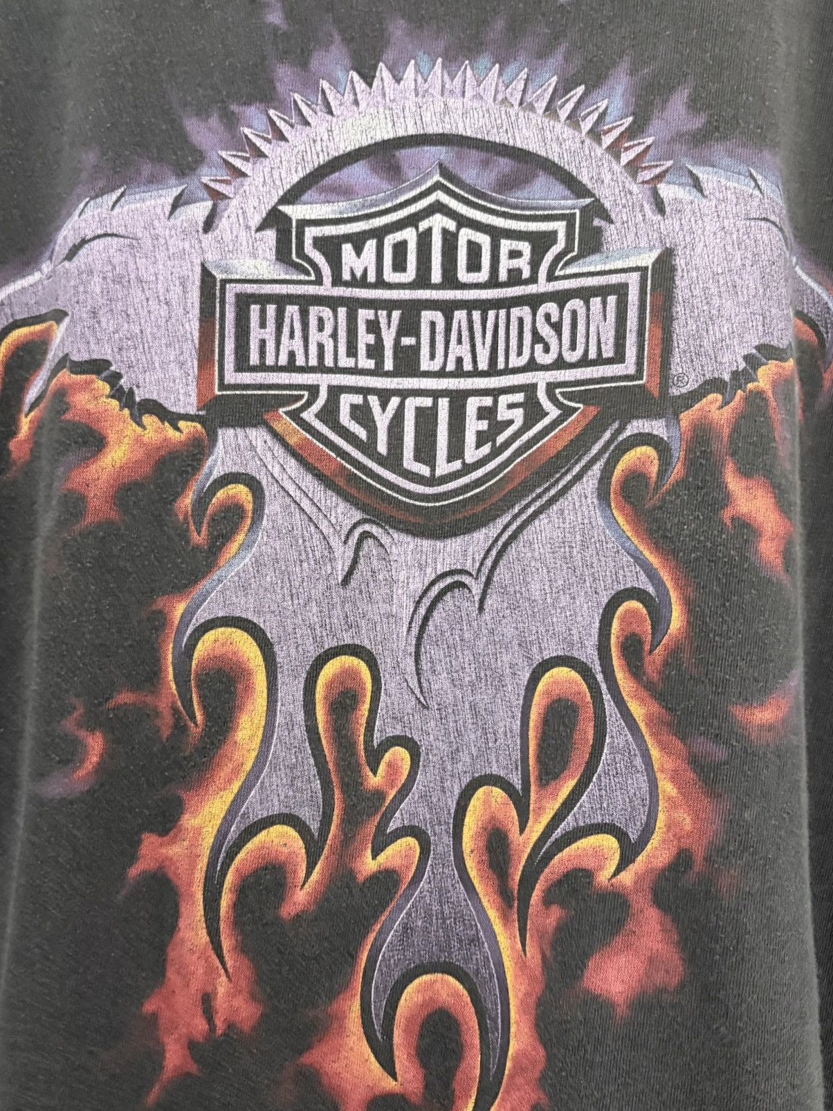 Harley Davidson Harley Davidson Vintage Perfect Fade Purple Flame Eagle Tee Size US XL / EU 56 / 4 - 4 Thumbnail