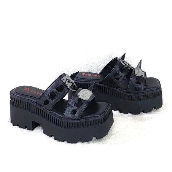 Demonia Cult DEMONIA Wrath Claw Spiked Platform Goth Sandals (US Size:10; Size US 10 / IT 40 - 5 Thumbnail