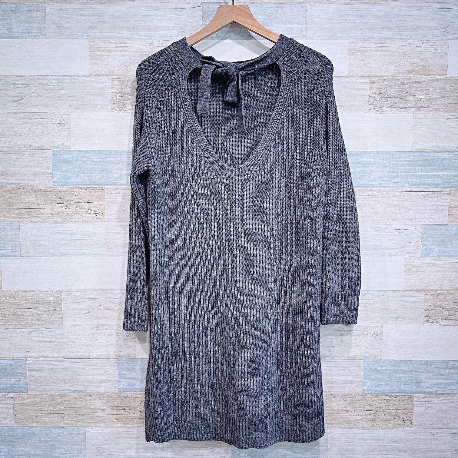 J.Crew J CREW Open Flannel Ribbed Sweater Dress Gray Wool Alpaca S Size S / US 4 / IT 40 - 3 Thumbnail