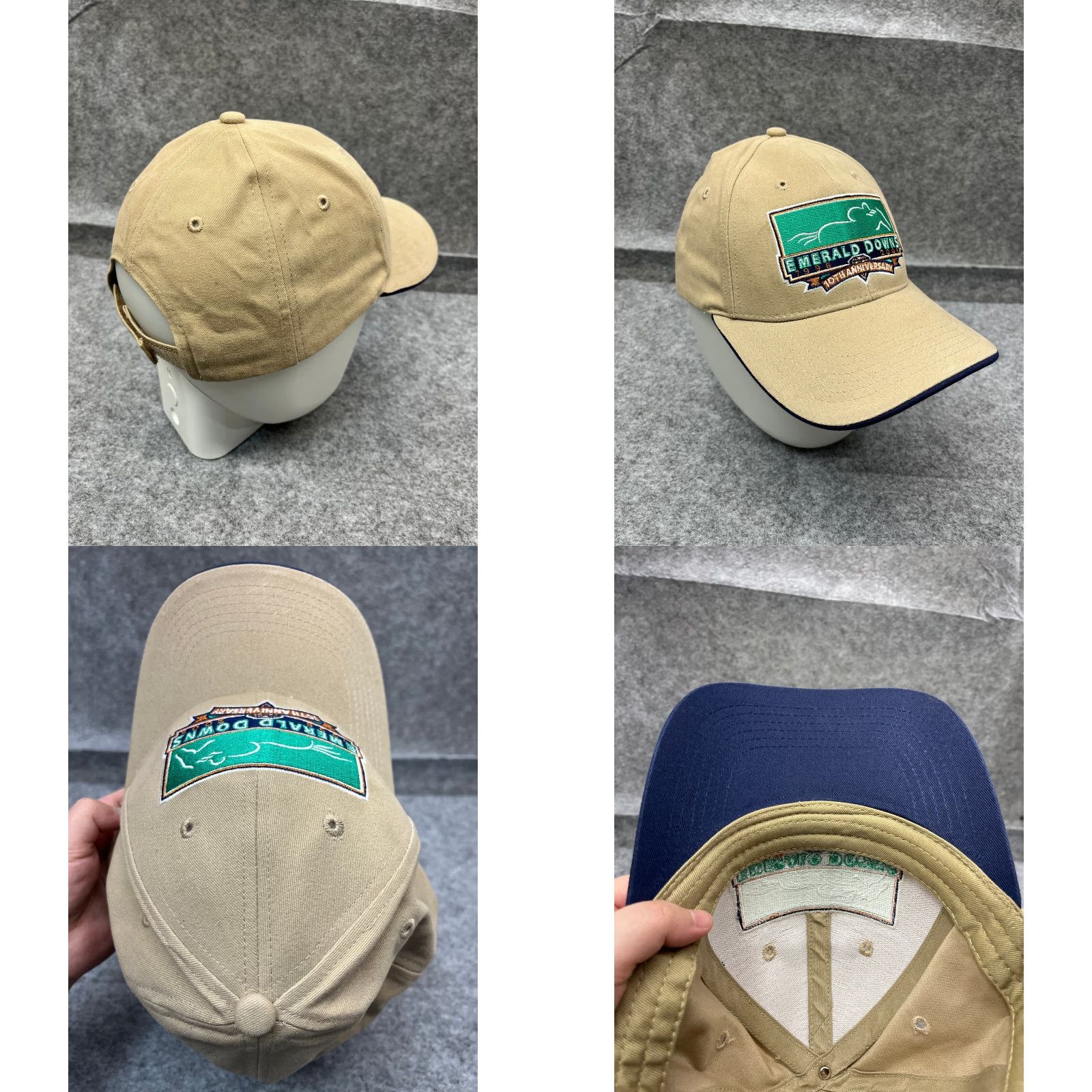 Vintage VINTAGE Emerald Downs 10th Anniversary Hat Cap Strap Back Adult One Size Beige Cotton Size ONE SIZE - 8 Thumbnail