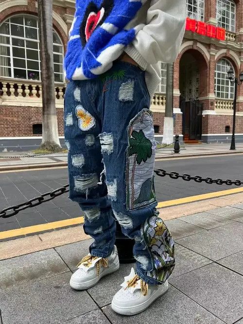 Japanese Brand Y2K Harajuku Patch Grunge Hip Hop Jeans Trousers Size US 28 / EU 44 - 3 Thumbnail